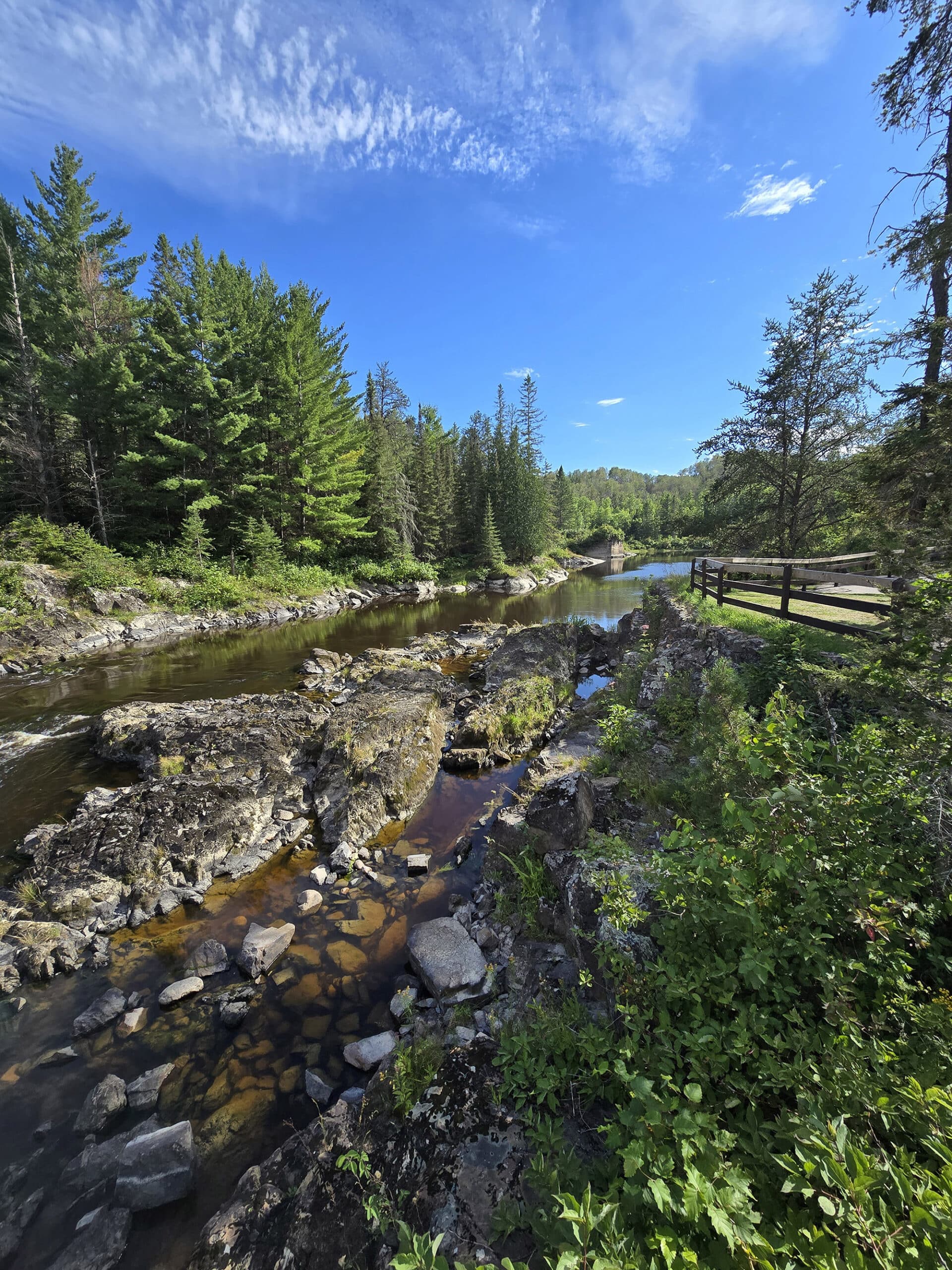 A view over the valley at A waterfall at Kap-Kig-Iwan Provincial Park.