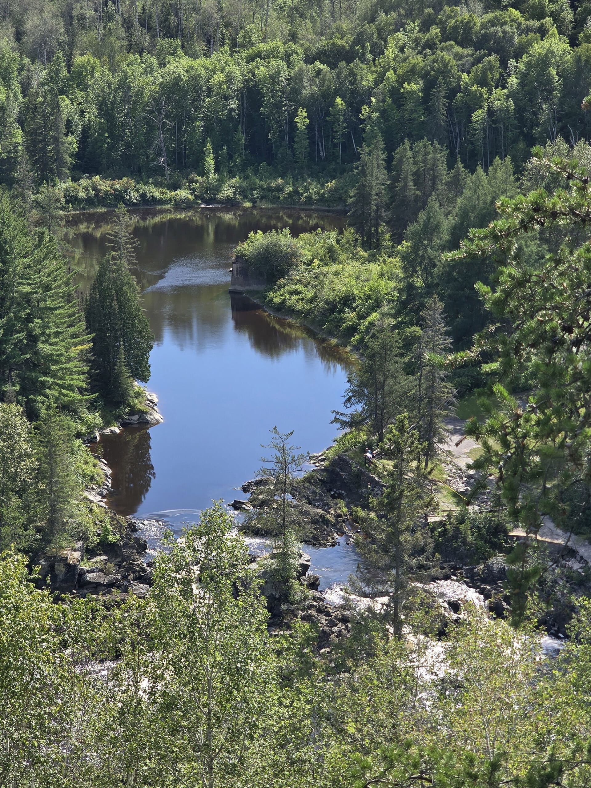 A view over the valley at A waterfall at Kap-Kig-Iwan Provincial Park.