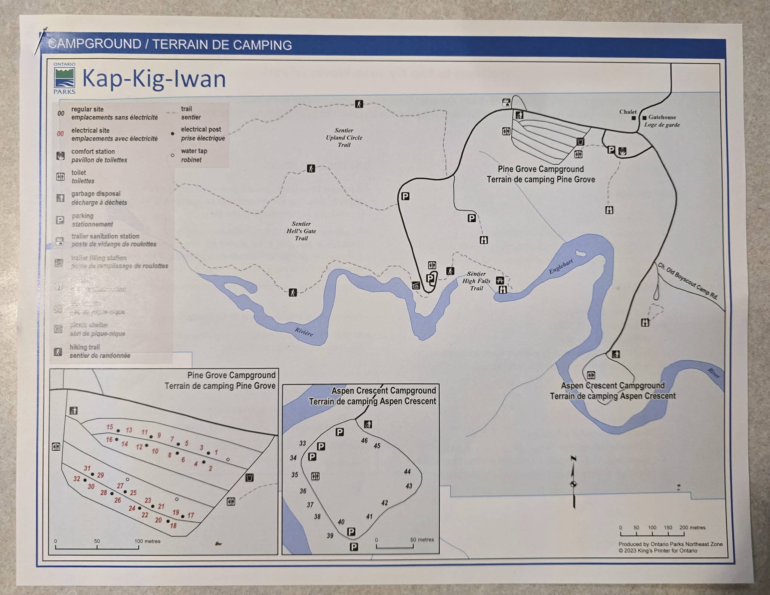 The Kap-Kig-Iwan Provincial Park map.