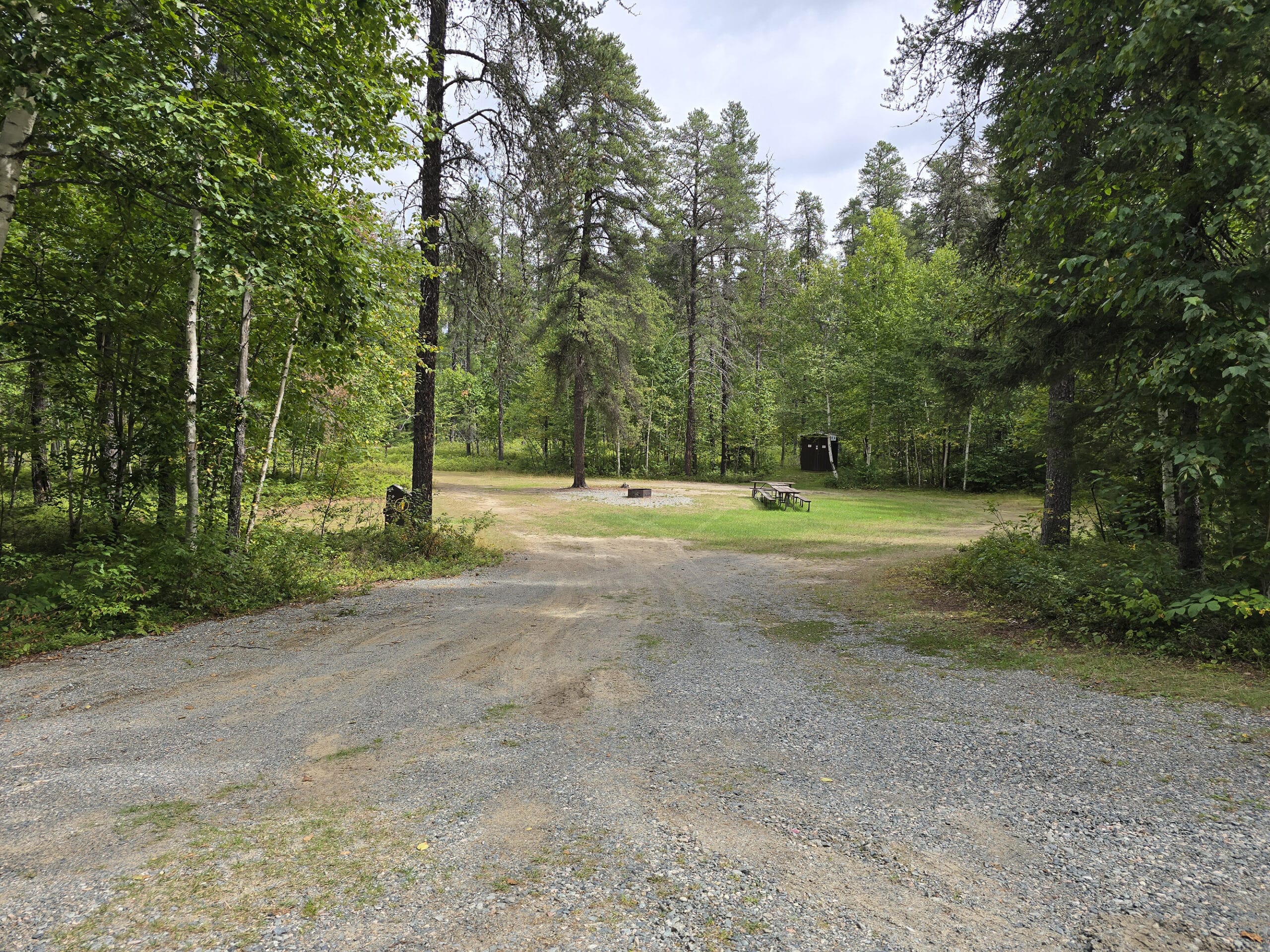 A large open group campsite at Esker Lakes Provincial Park.