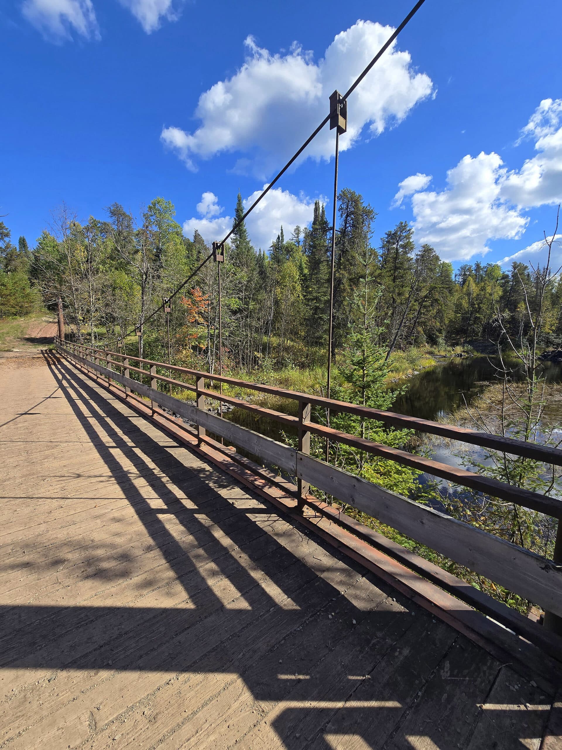 The view from a suspension bridge.