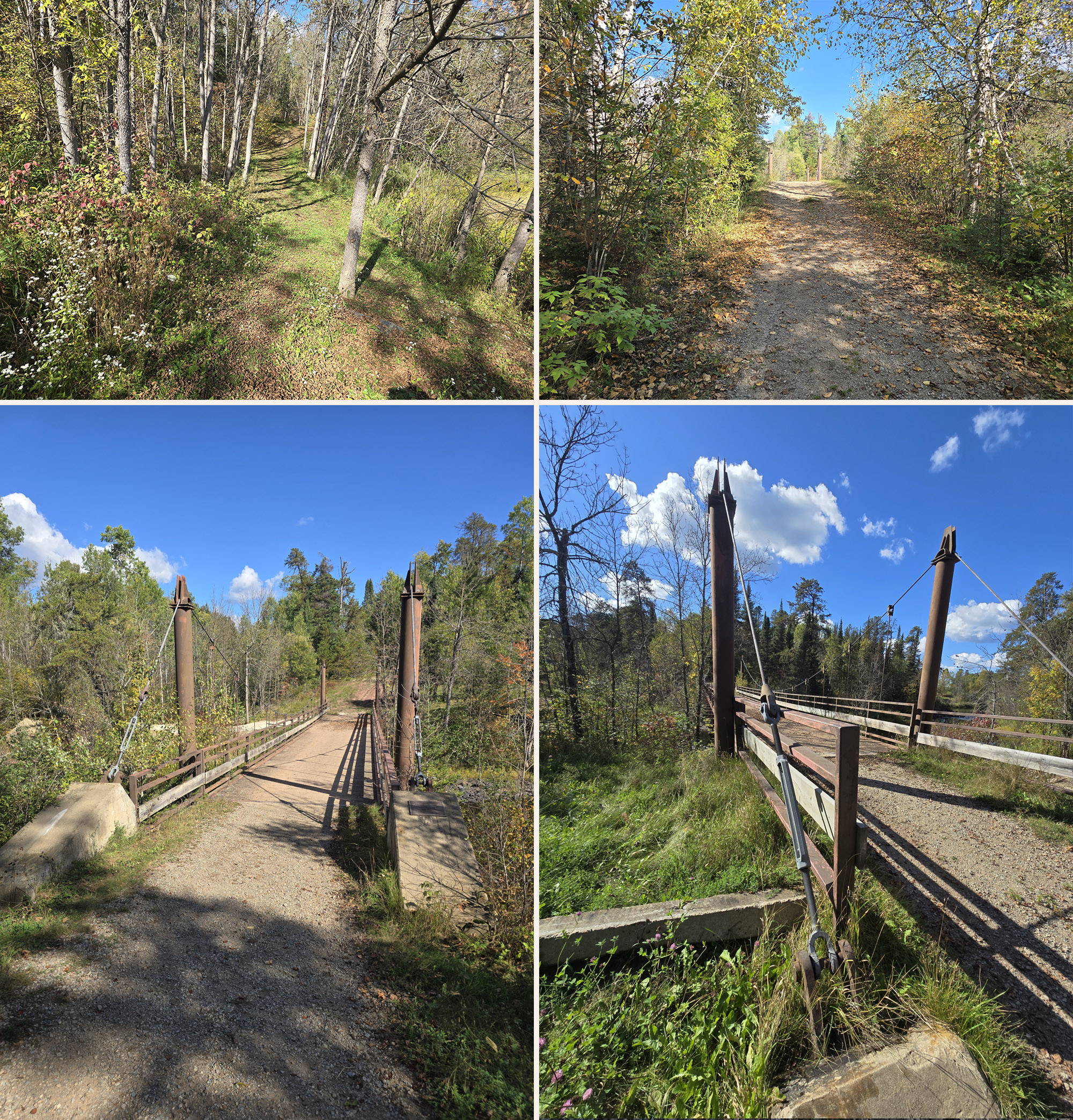 4 part image showing various views along the walking path at Little Falls Scenic Lookout.