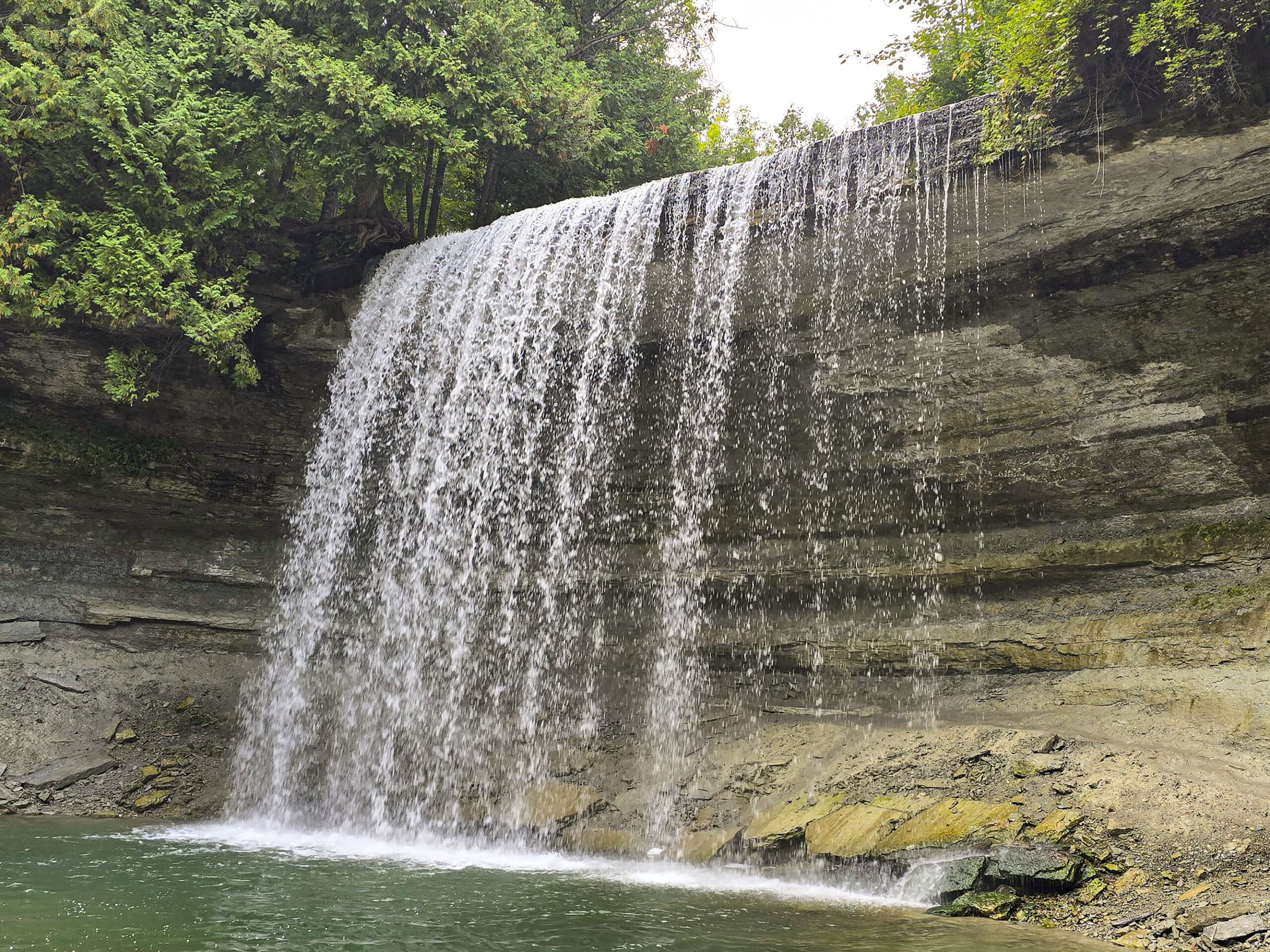 A view from the side of Bridal Veil Falls.