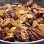 A bowl of homemade pumpkin spice trail mix.