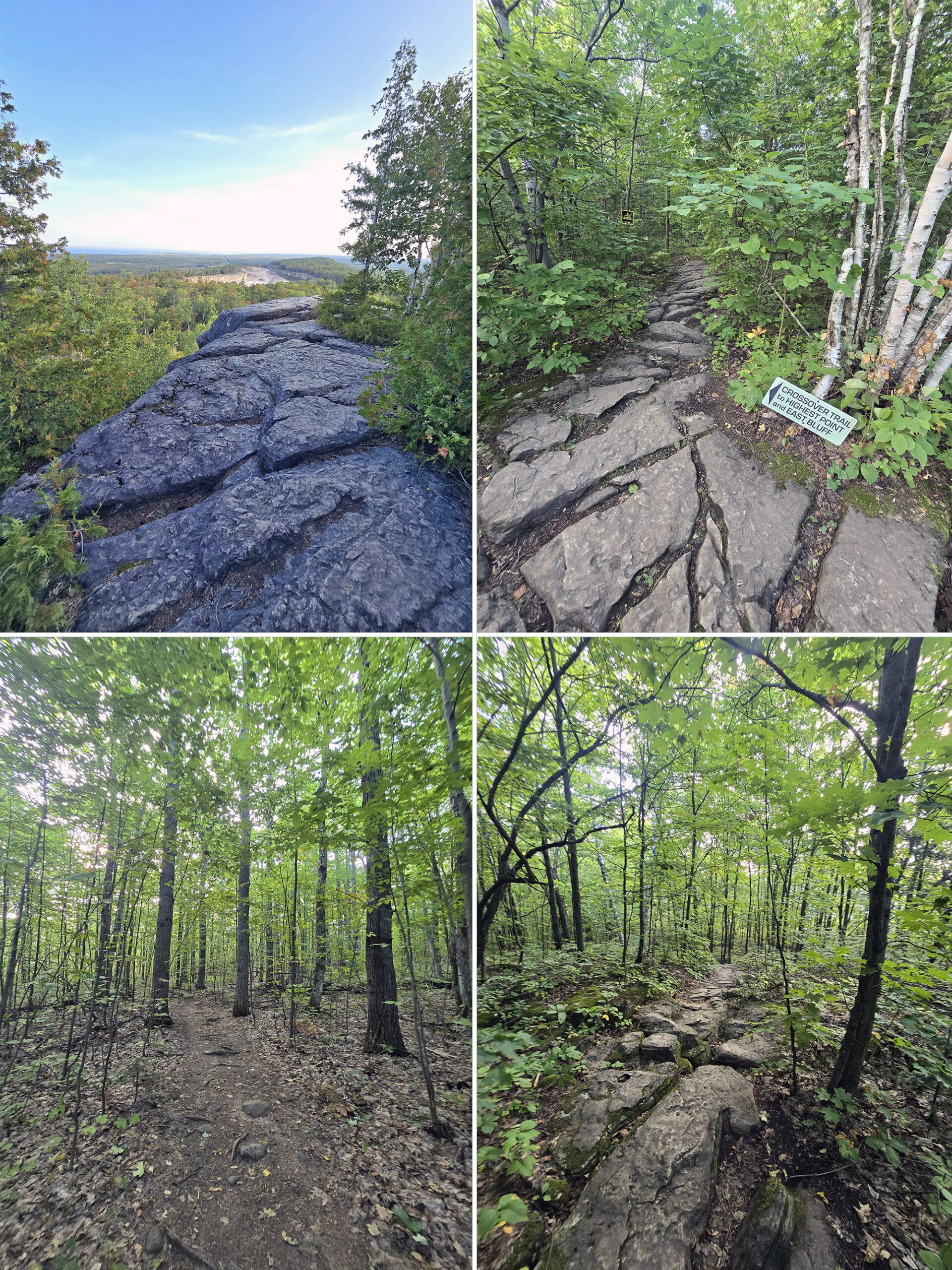 4 part image showing various views along the cup and saucer trail on manitoulin island.