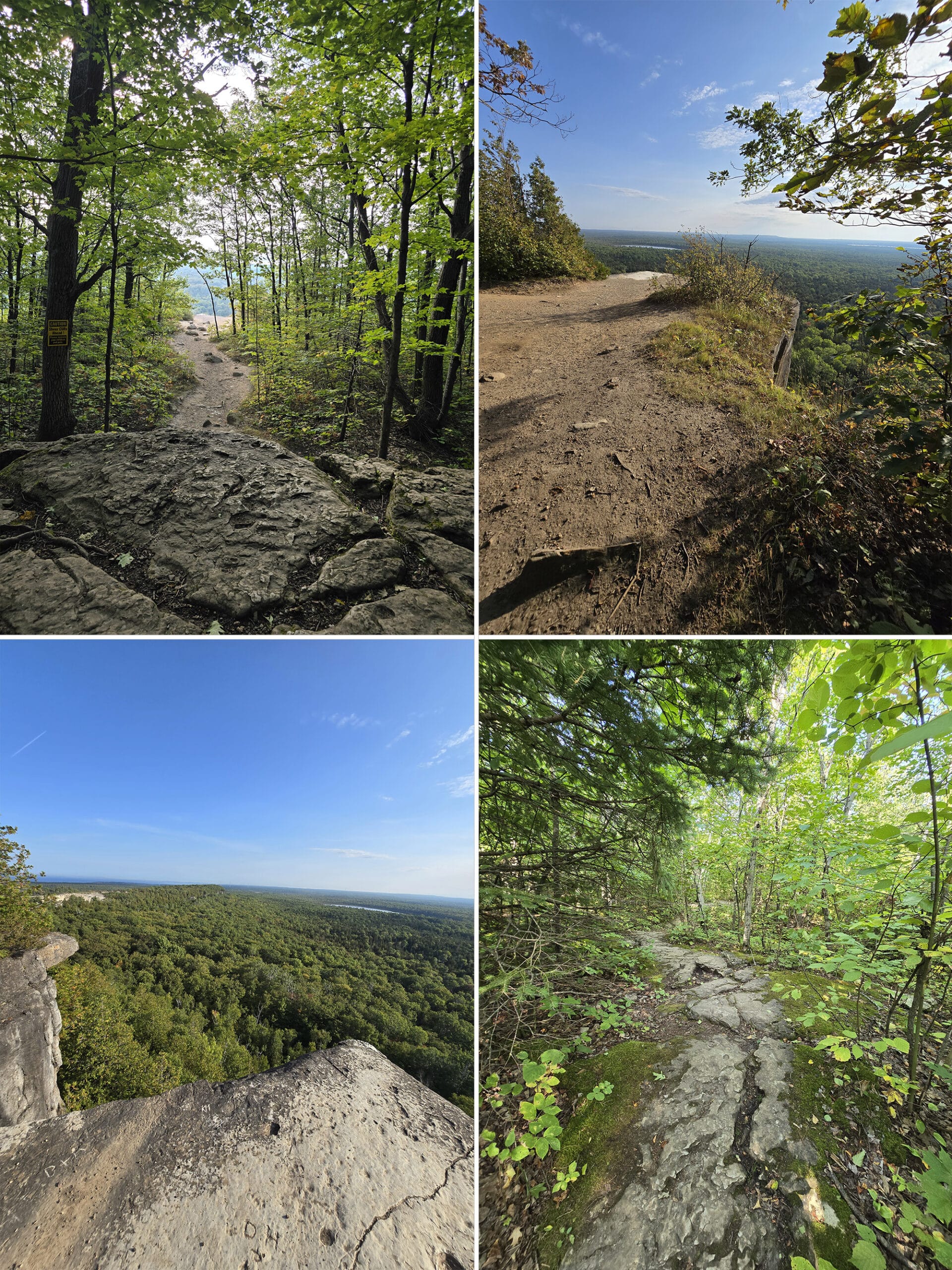 4 part image showing various views along the cup and saucer trail on manitoulin island.