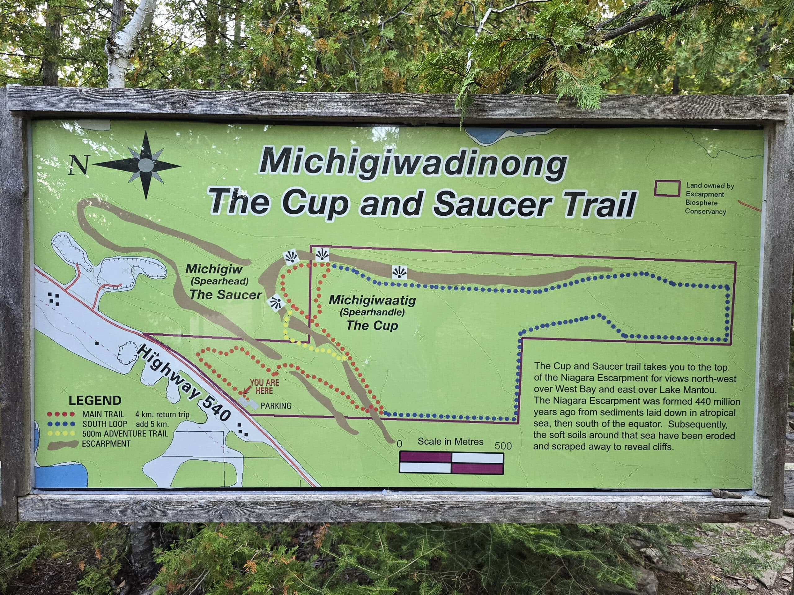 A map of the cup and saucer trail.
