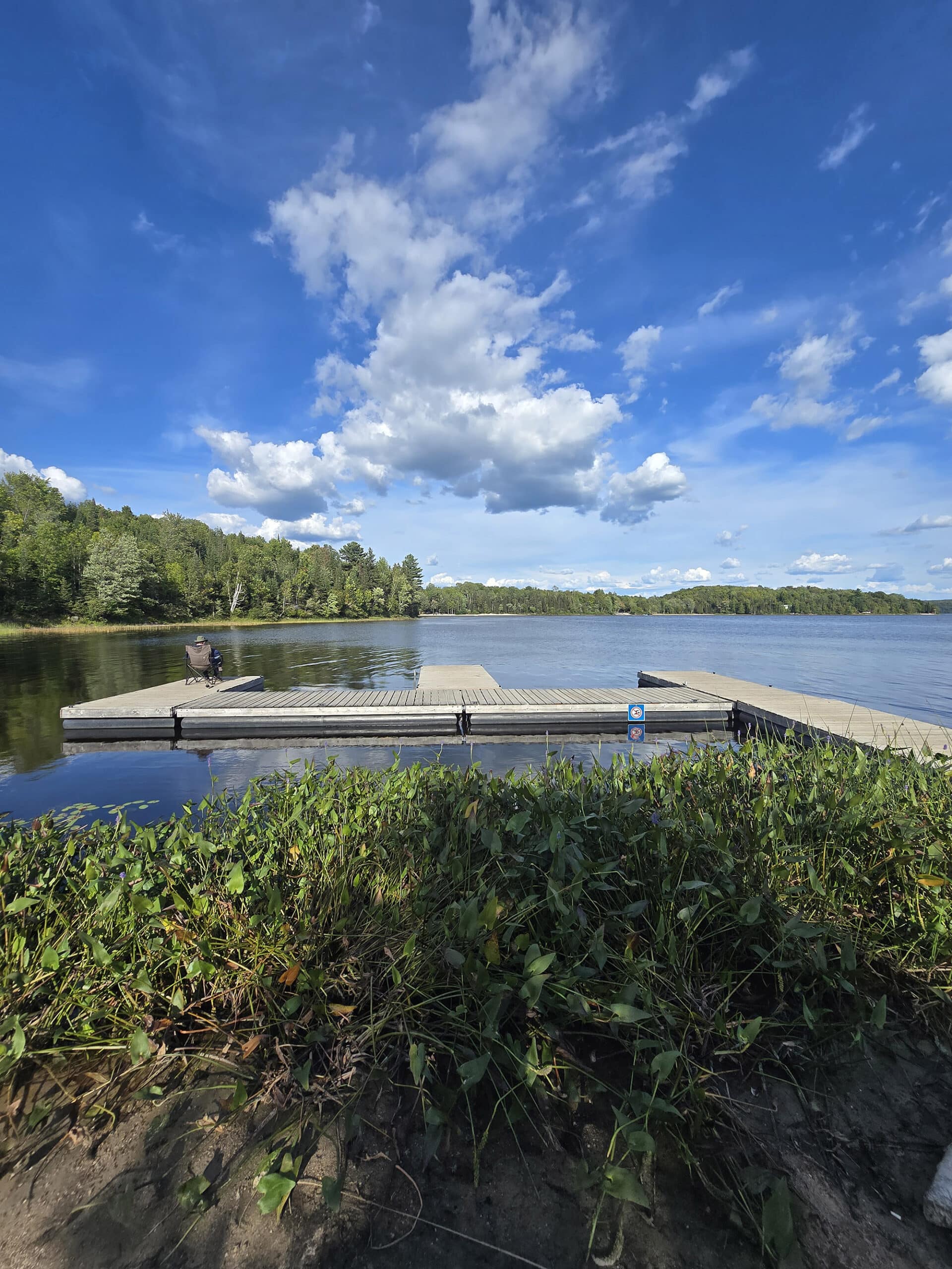 A large boat dock on Restoule Lake.