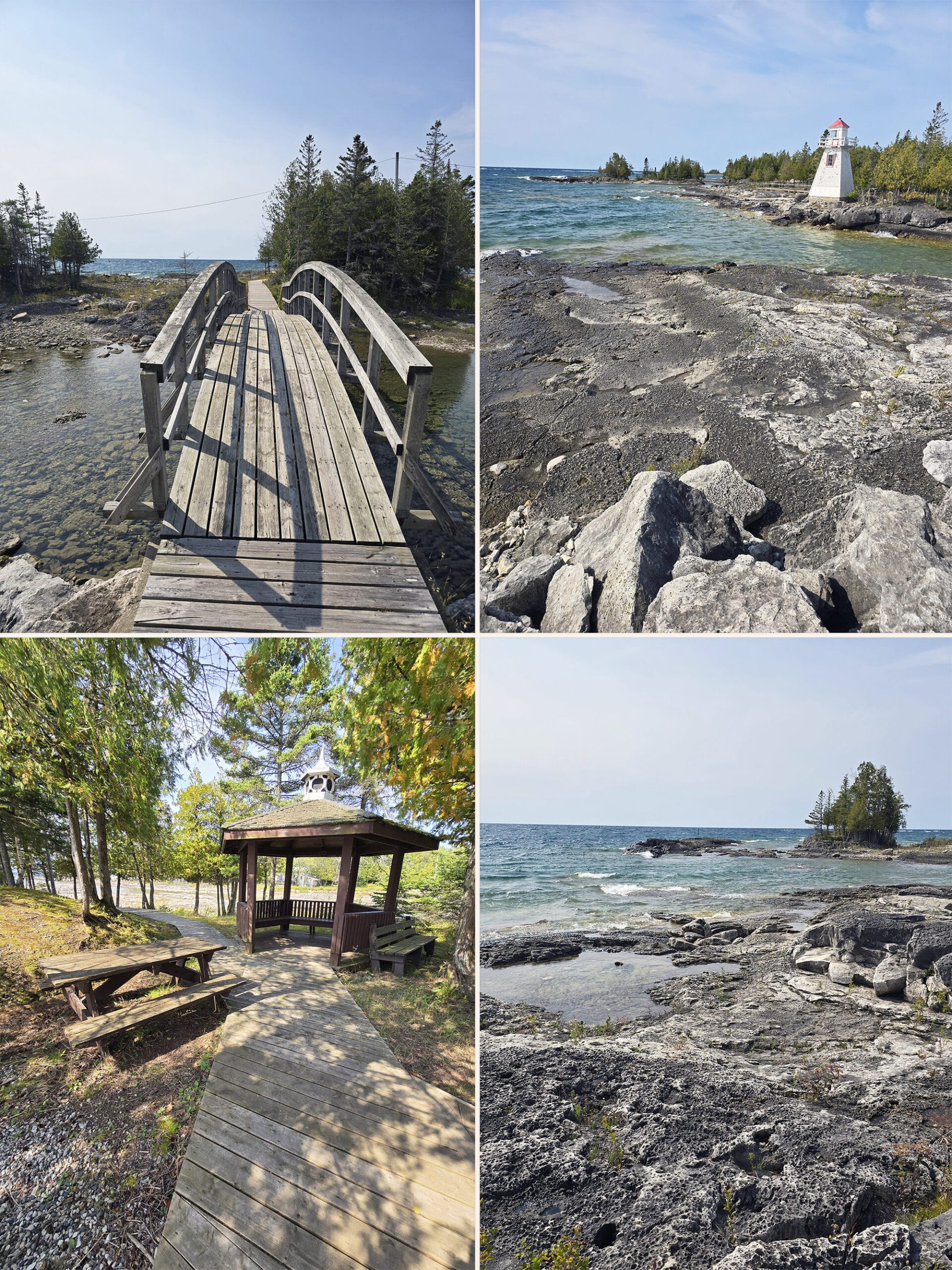 4 part image showing various views of South Baymouth on Manitoulin Island.