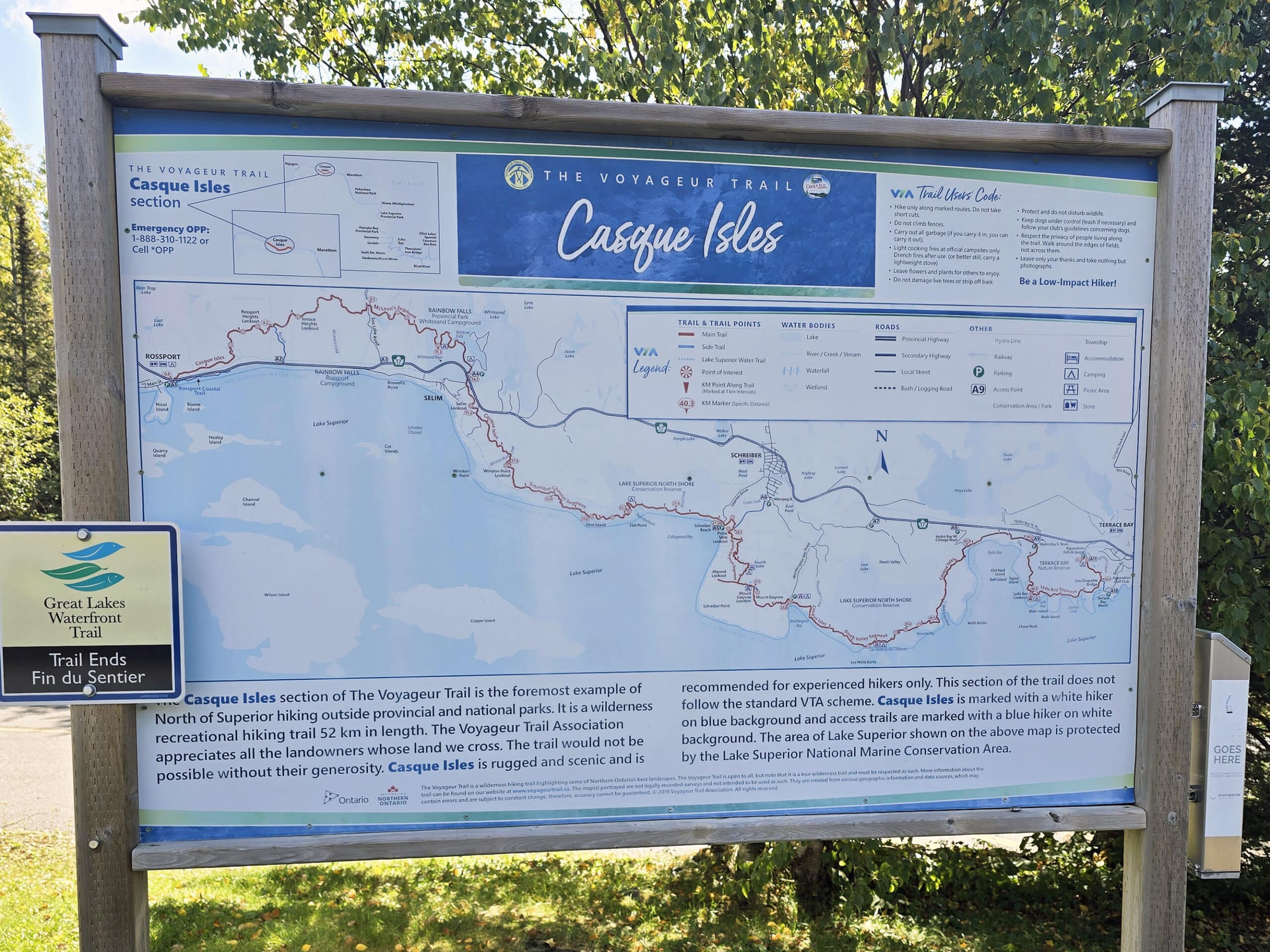 A map of the Casque Isles trail system.