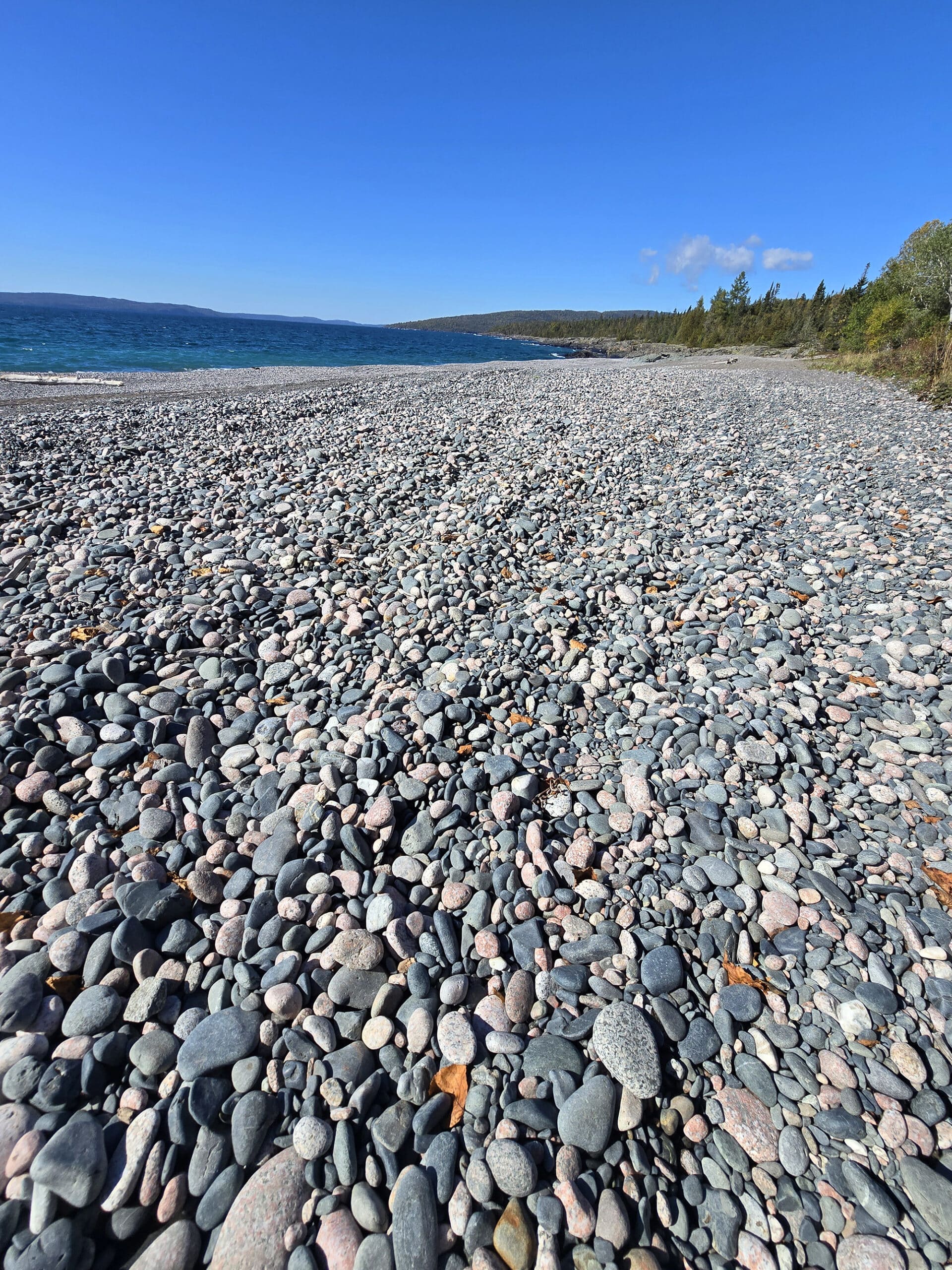 A colourful pebble beach on Lake Superior.