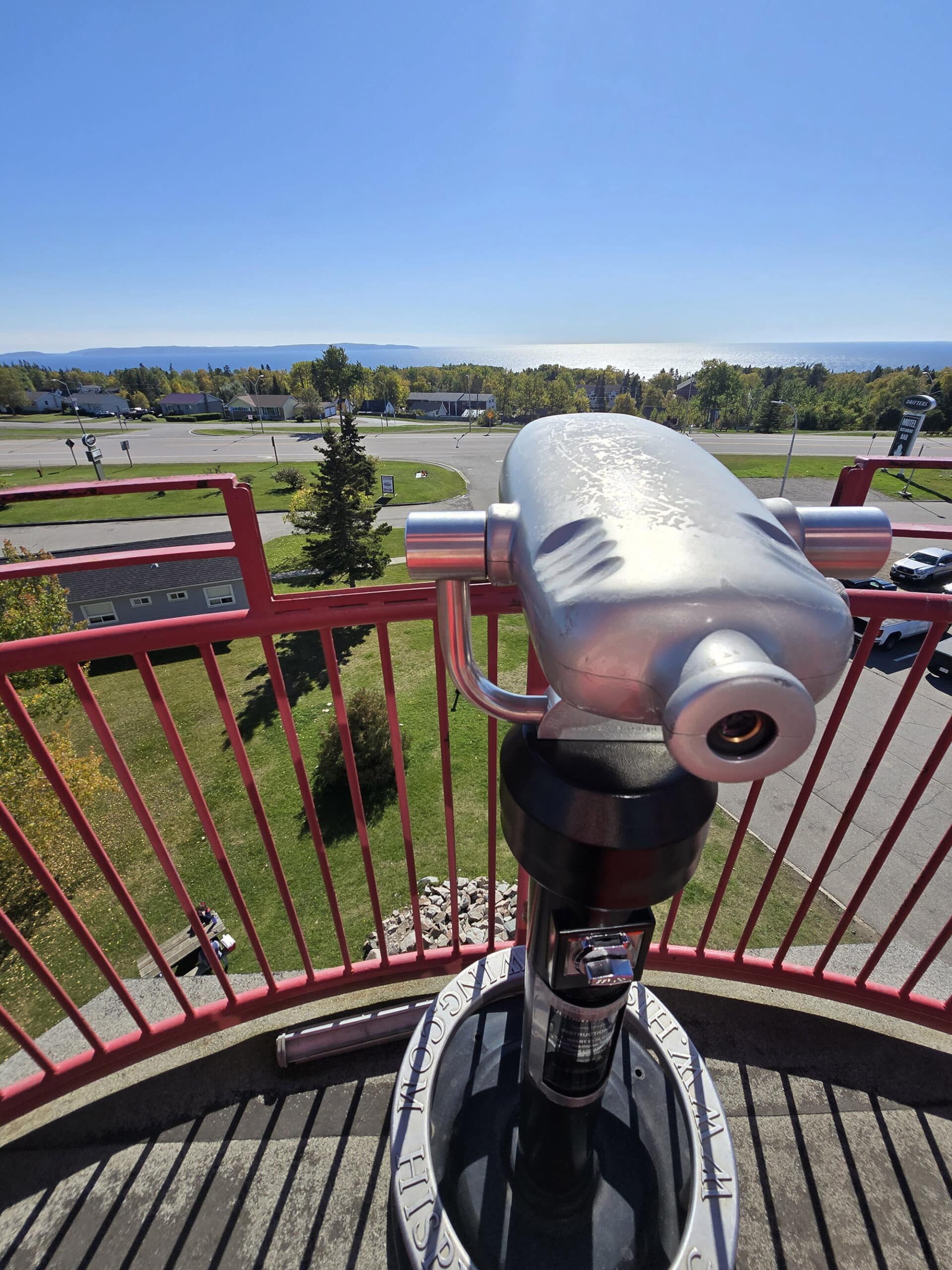 A public monocular start off the top of the terrace bay lighthouse.