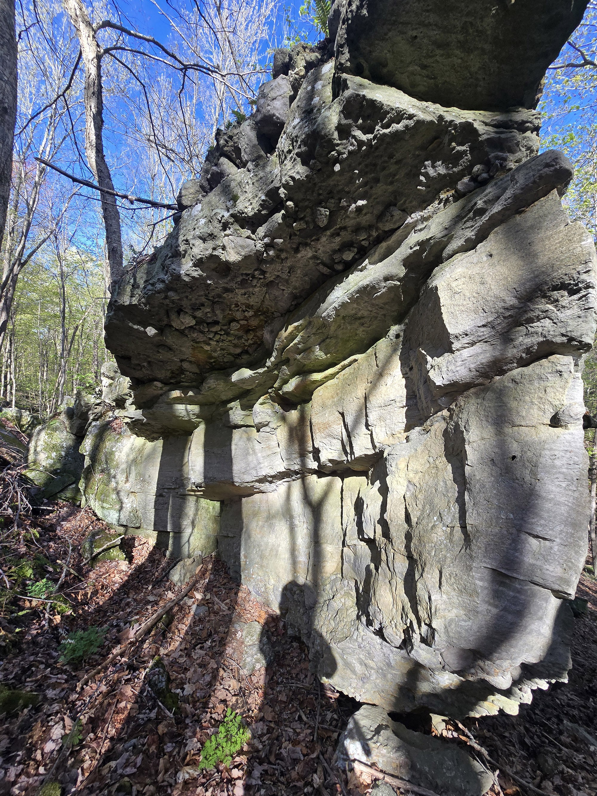 An interesting rock ridge with dramatic shadows.