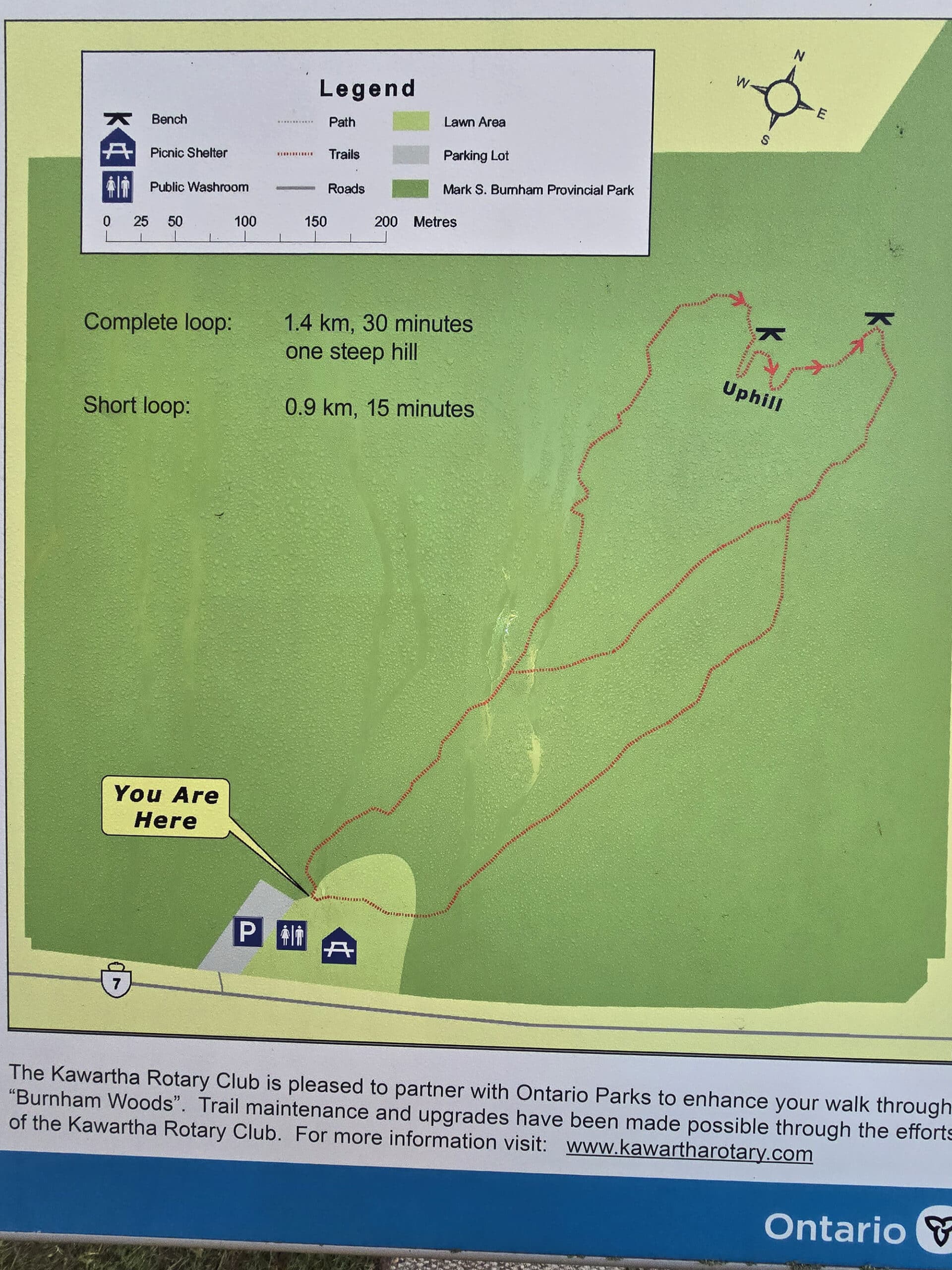 A map of Mark S Burnham Provincial Park.