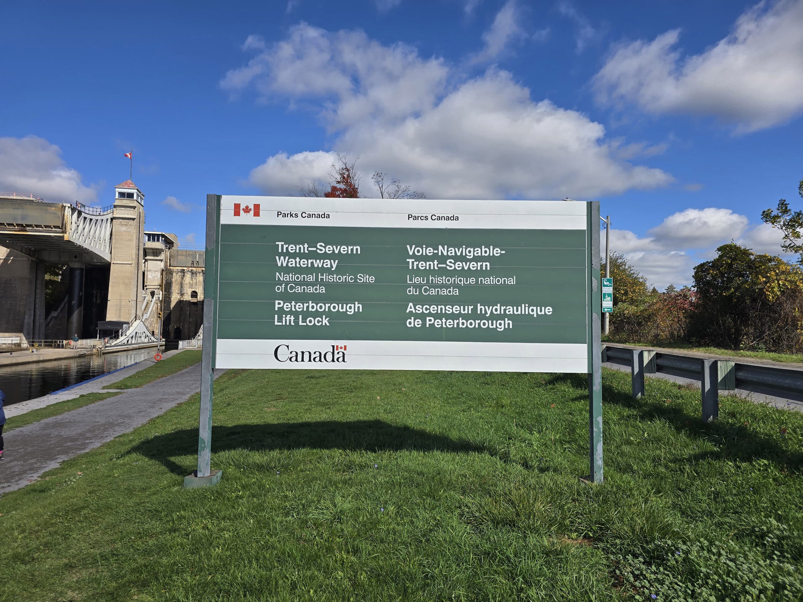 The Peterborough Lift Lock Historic Site sign.