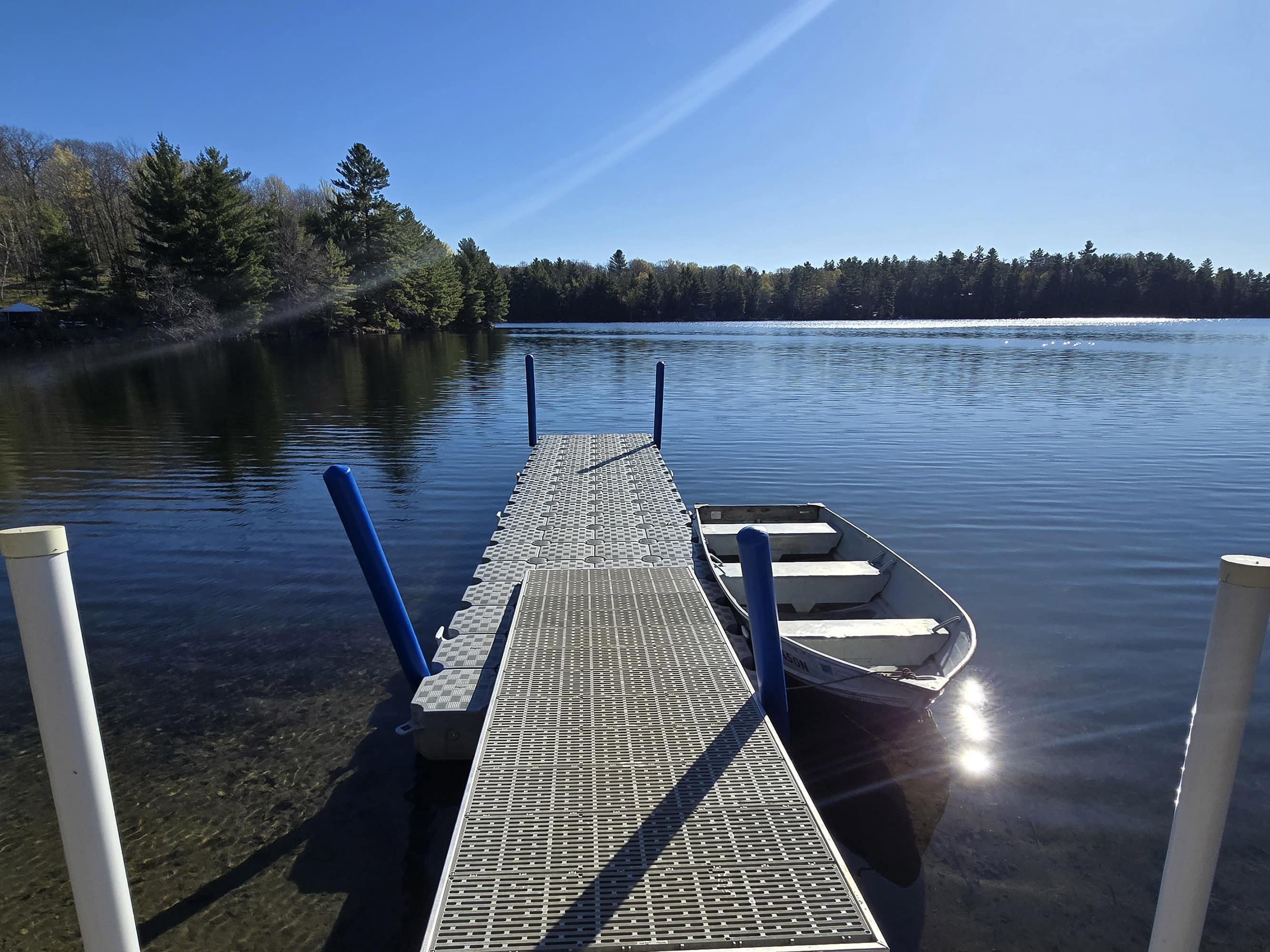 A floating dock on Black Lake in Sharbot Lake Provincial Park.