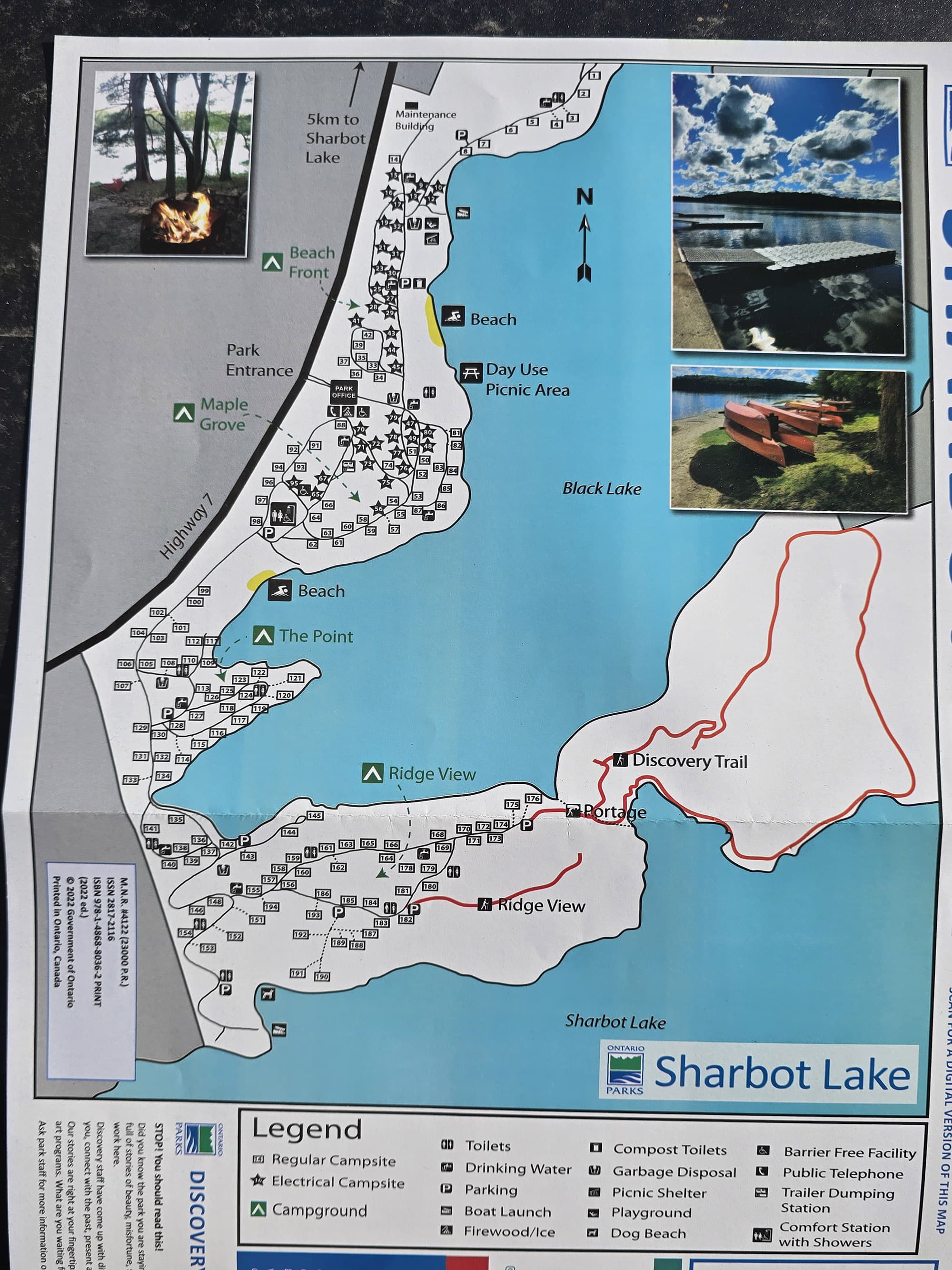 The Sharbot Lake Provincial Park Map.