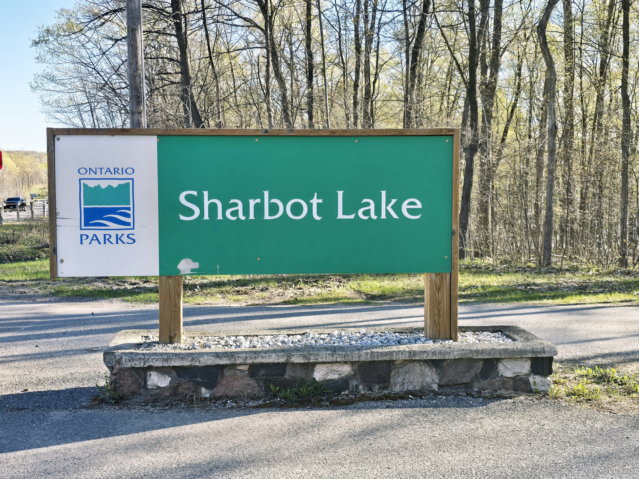 The sharbot lake provincial park sign.
