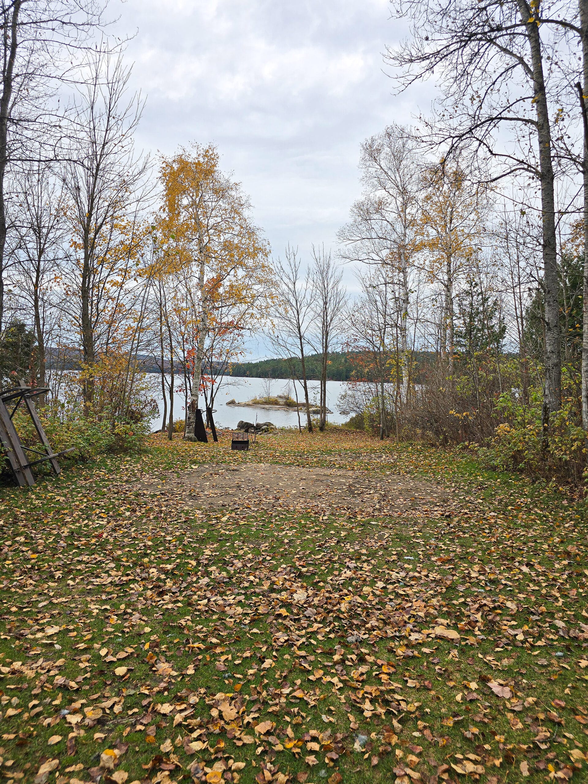 A waterfront campsite at Brent Campground in Algonquin Provincial Park.