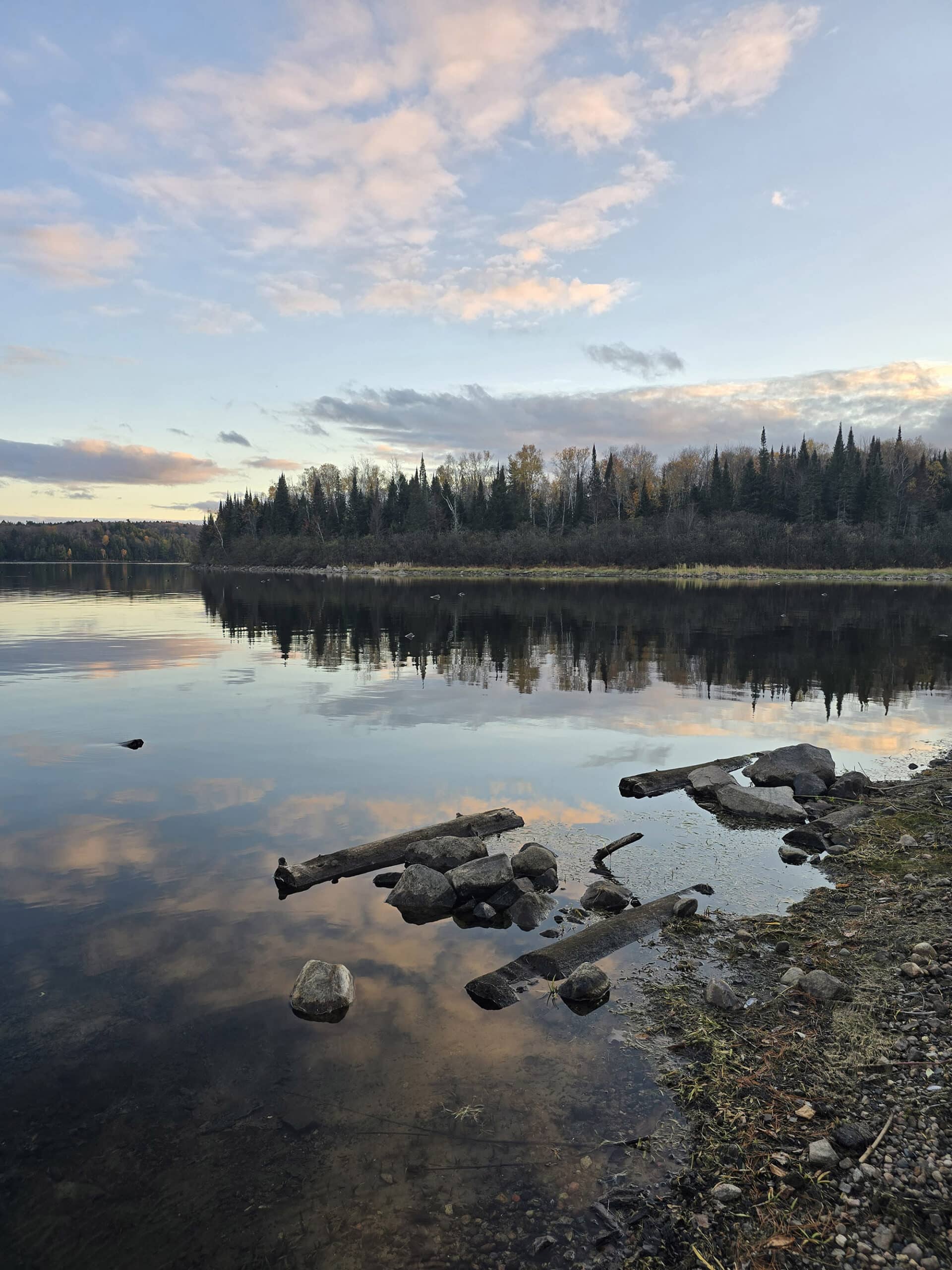 A beach on Kioshkokwi Lake, in Algonquin Provincial Park.