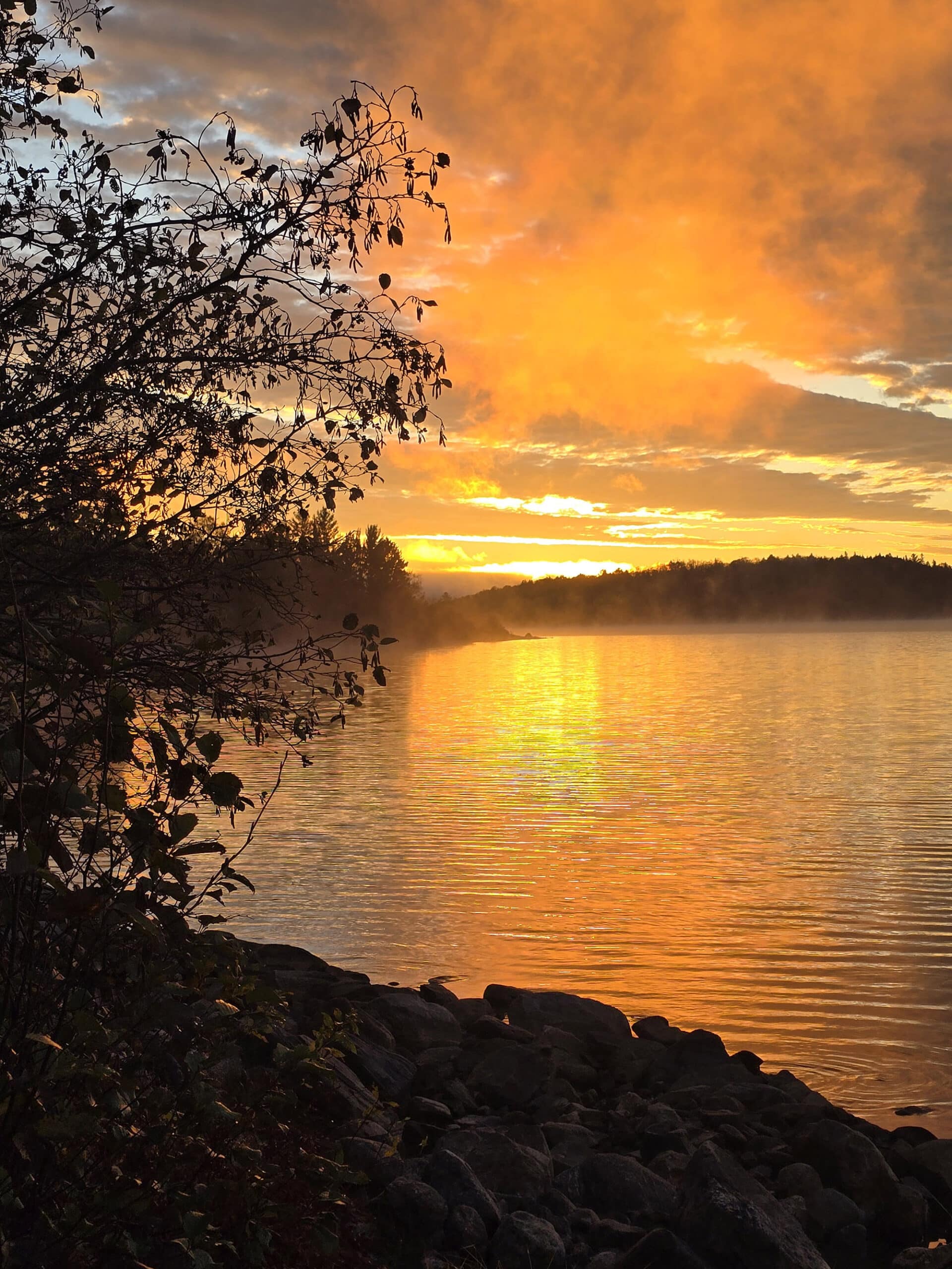 Sunrise over Kioshkokwi Lake, Algonquin Provincial Park.