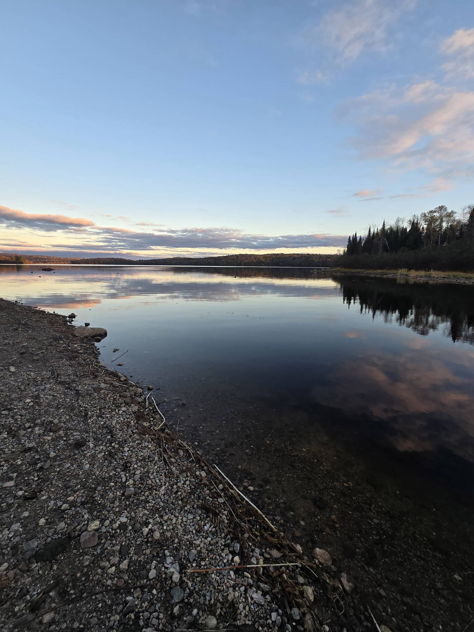 A beach on Kioshkokwi Lake, in Algonquin Provincial Park.