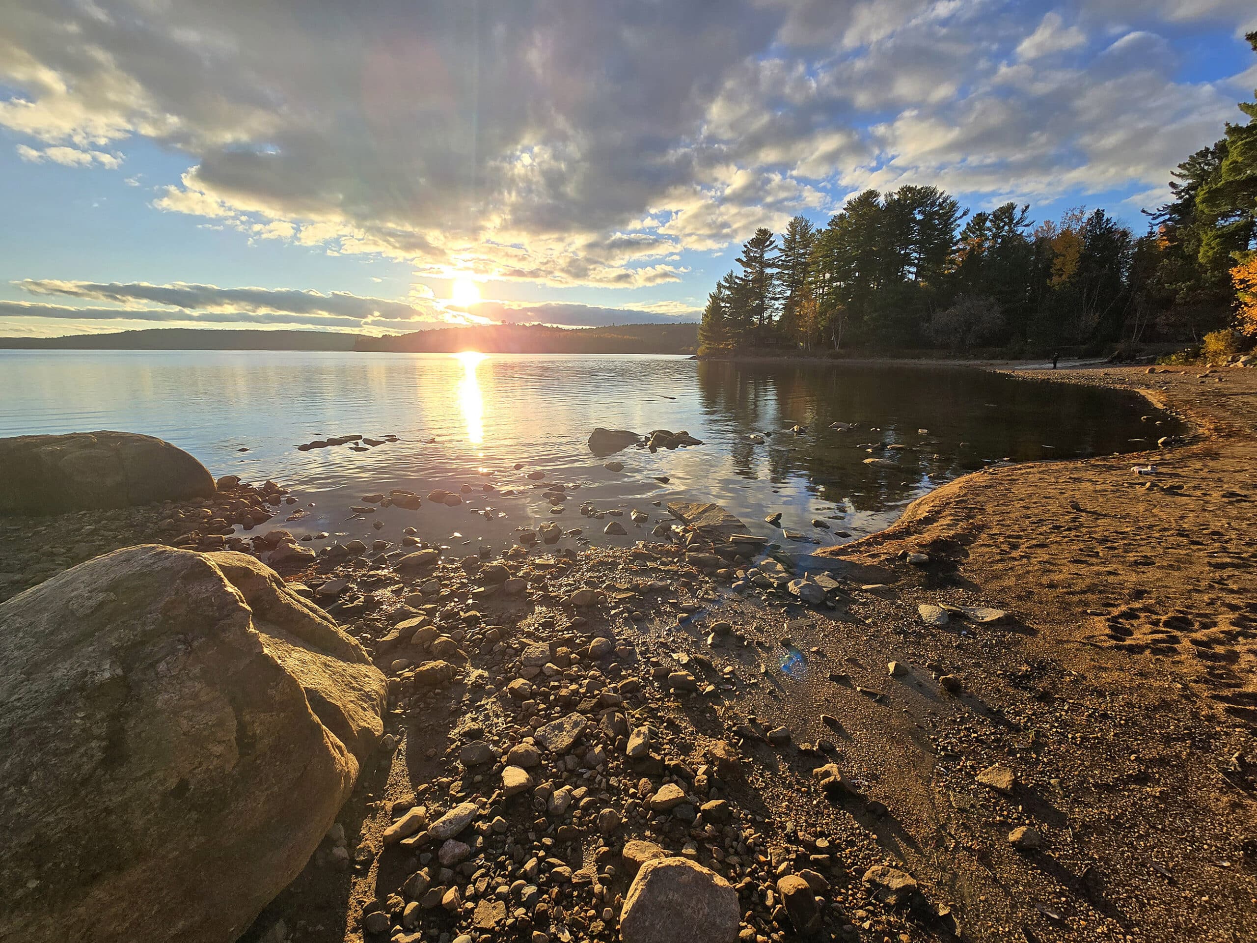 A sunset over Kioshkokwi Lake.