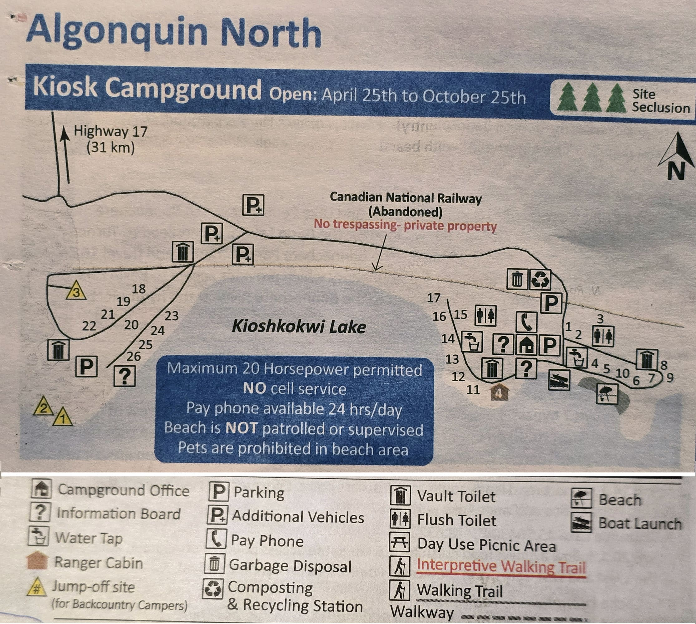 The Kiosk Campground map.