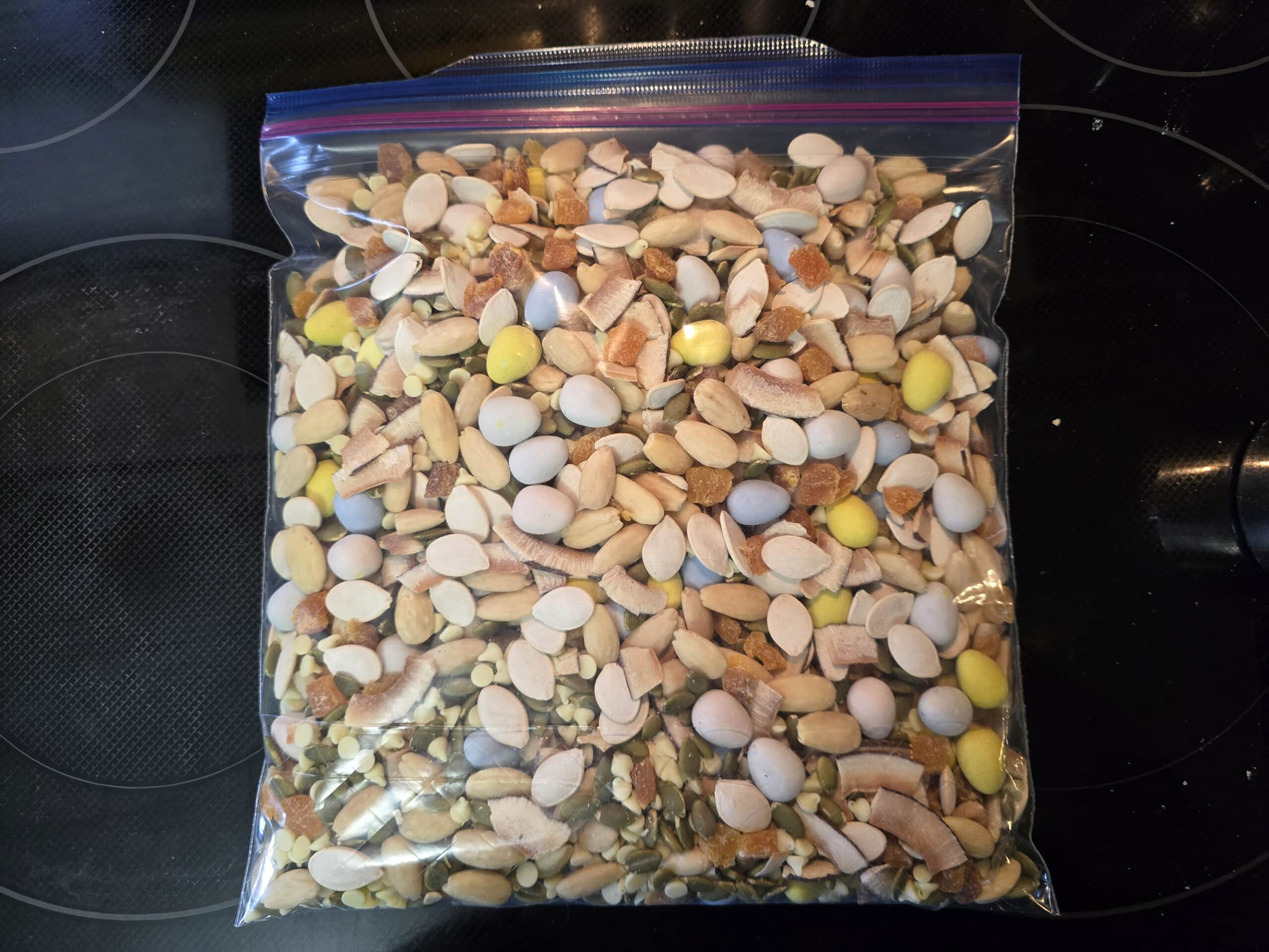 A bag of homemade Easter Trail mix.
