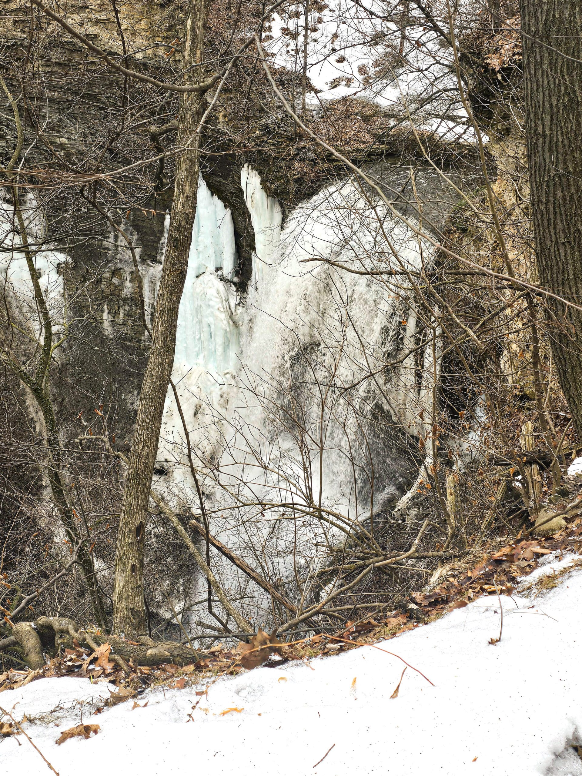 Felker’s Falls waterfall in winter.