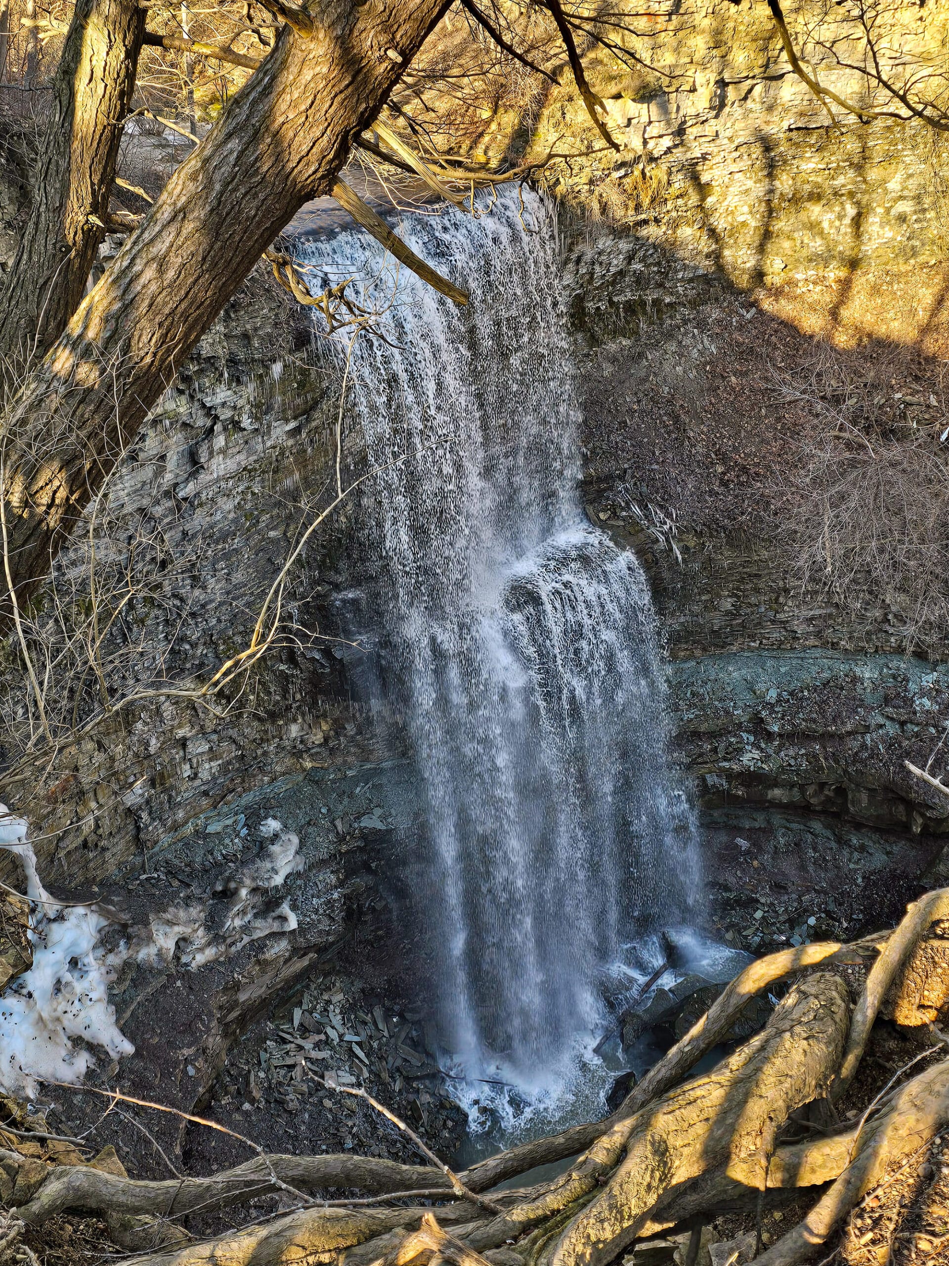 Felker’s Falls waterfall in winter.