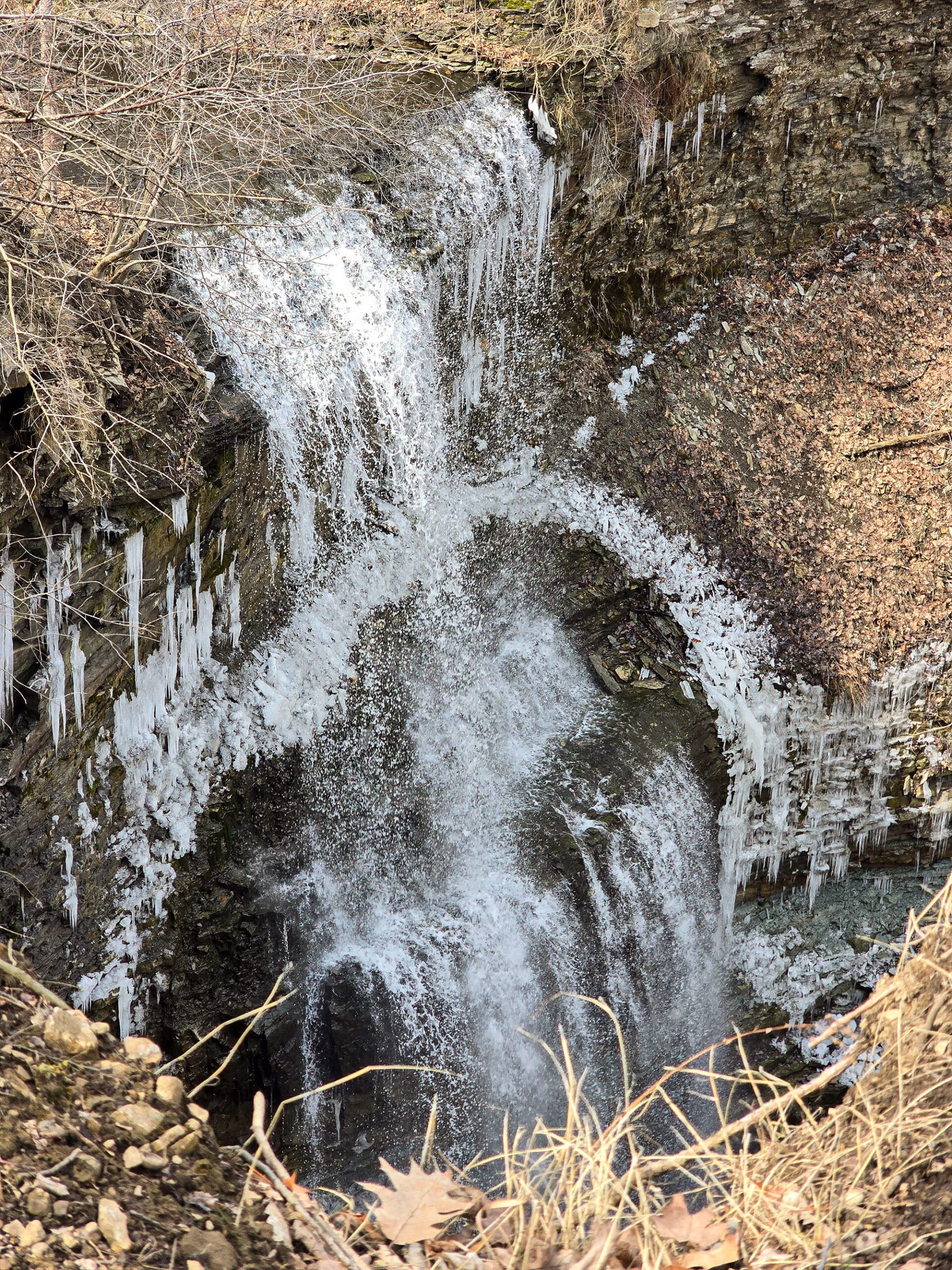 Felker’s Falls waterfall in winter.