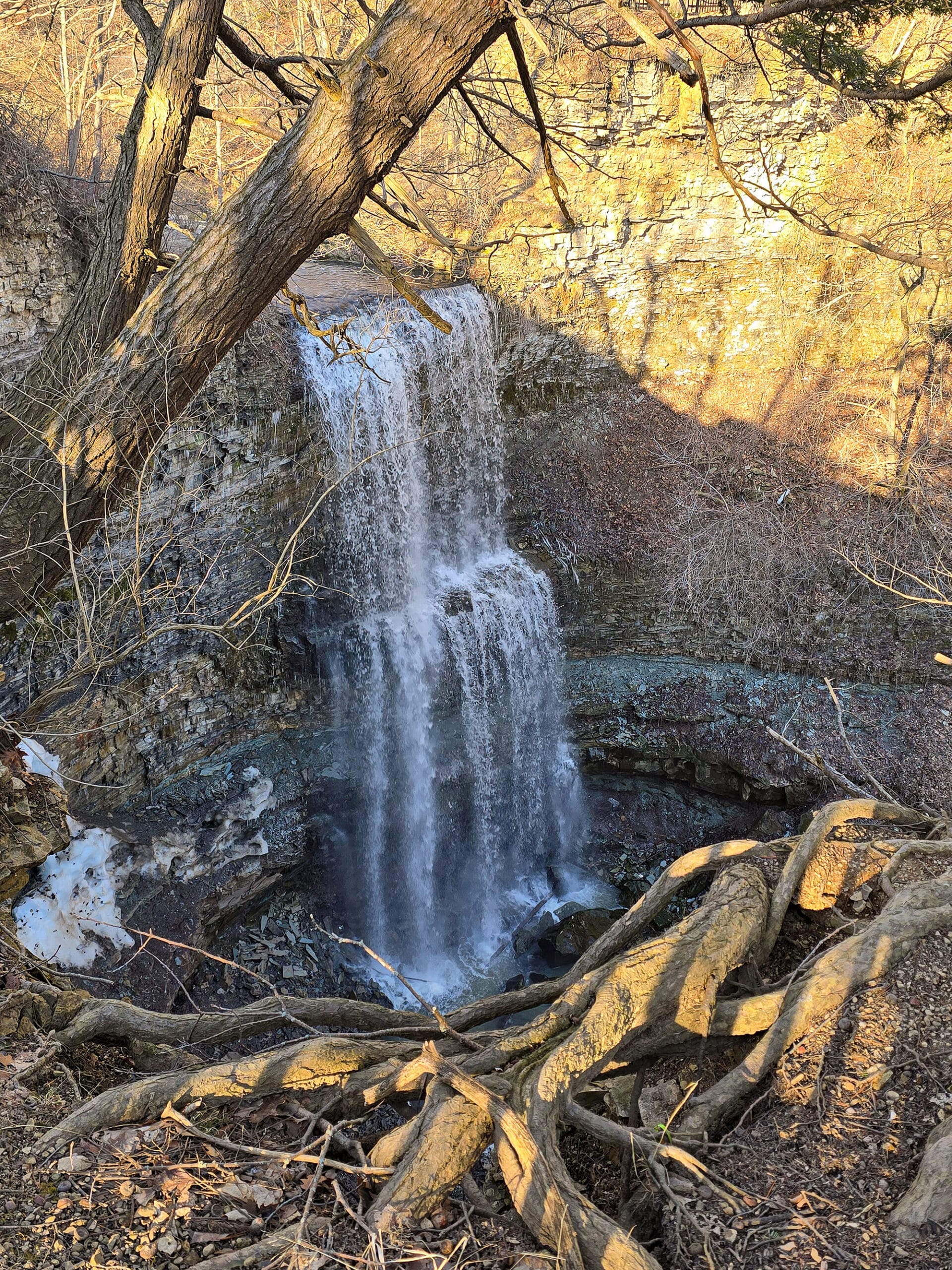 Felker’s Falls waterfall in winter.
