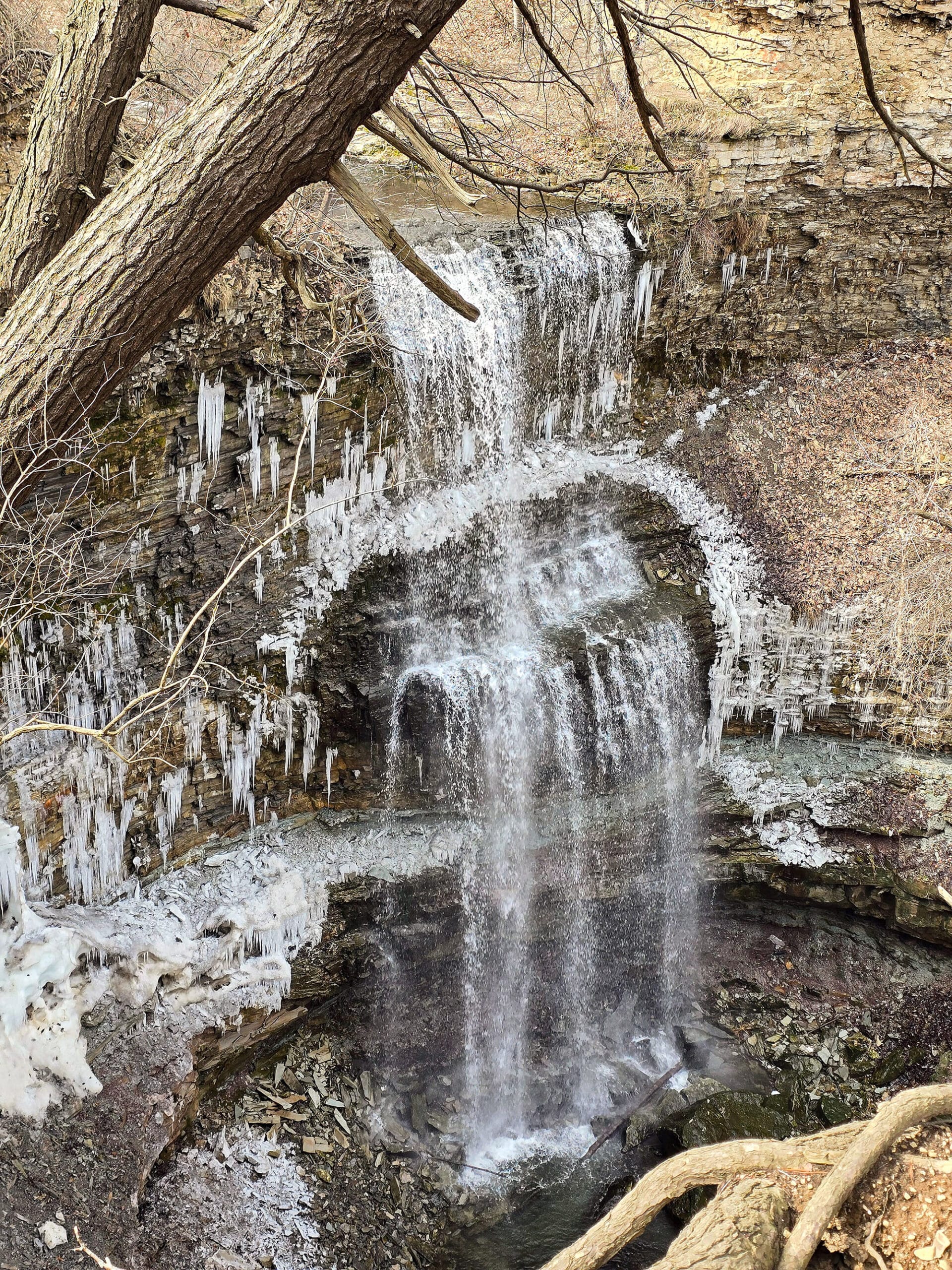 Felker’s Falls waterfall in winter.