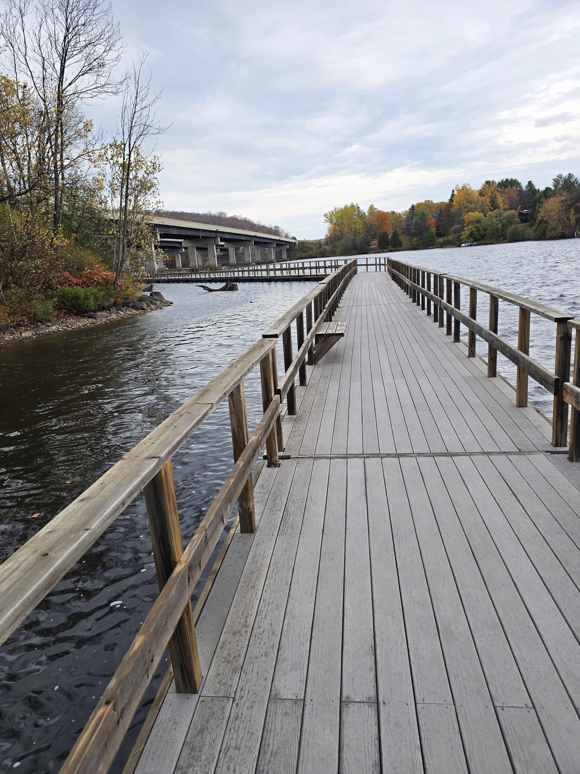 A section of floating boardwalk trail on the Hunter’s bay walking trail.