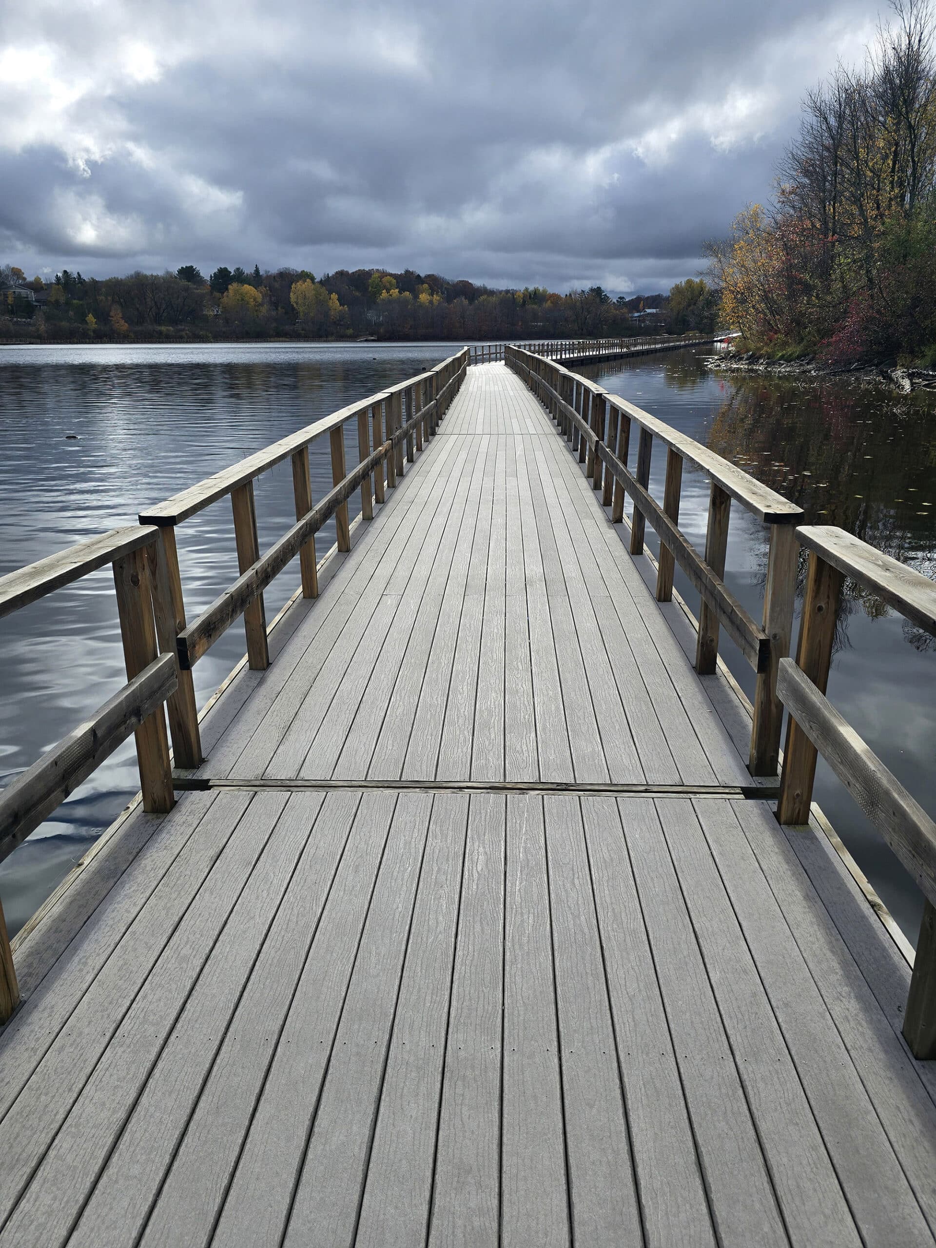 A section of floating boardwalk trail on the Hunter’s bay walking trail.