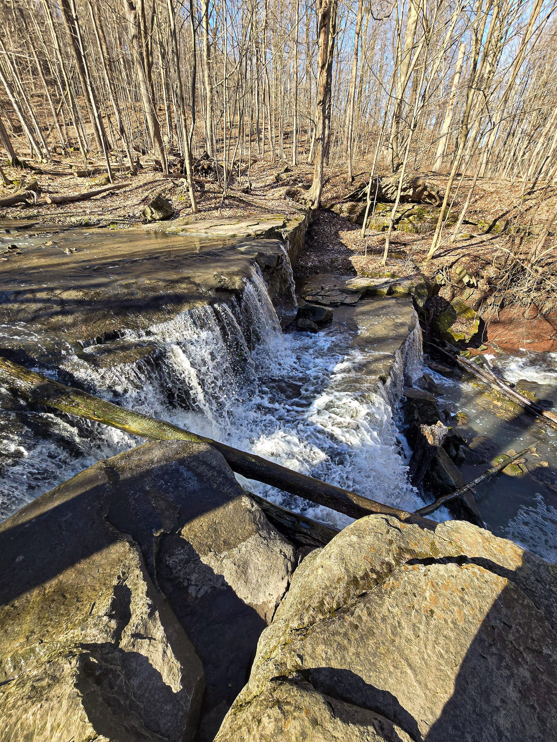 Little Davis Falls Waterfall viewed from the side.