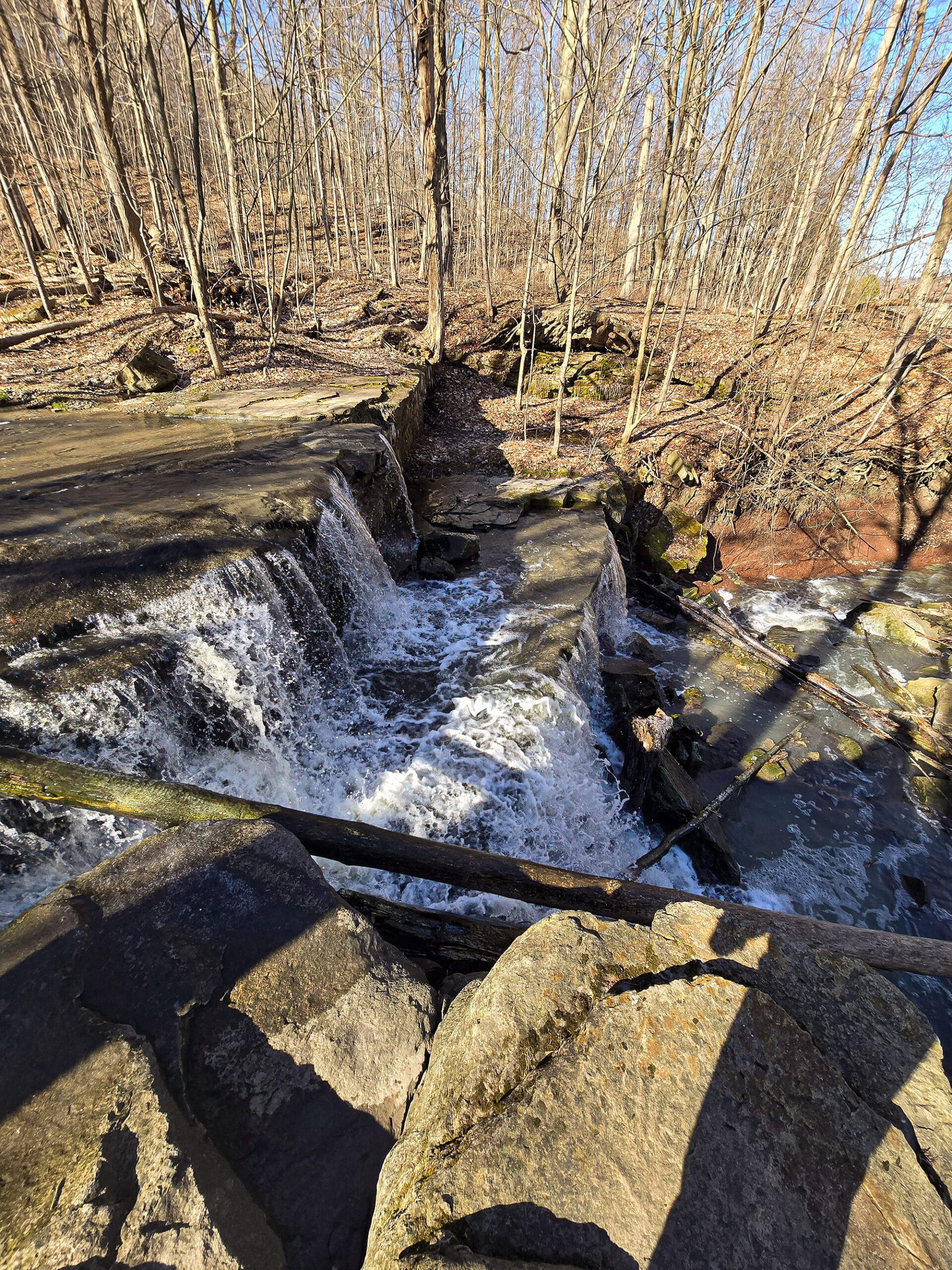 Little Davis Falls Waterfall viewed from the side.