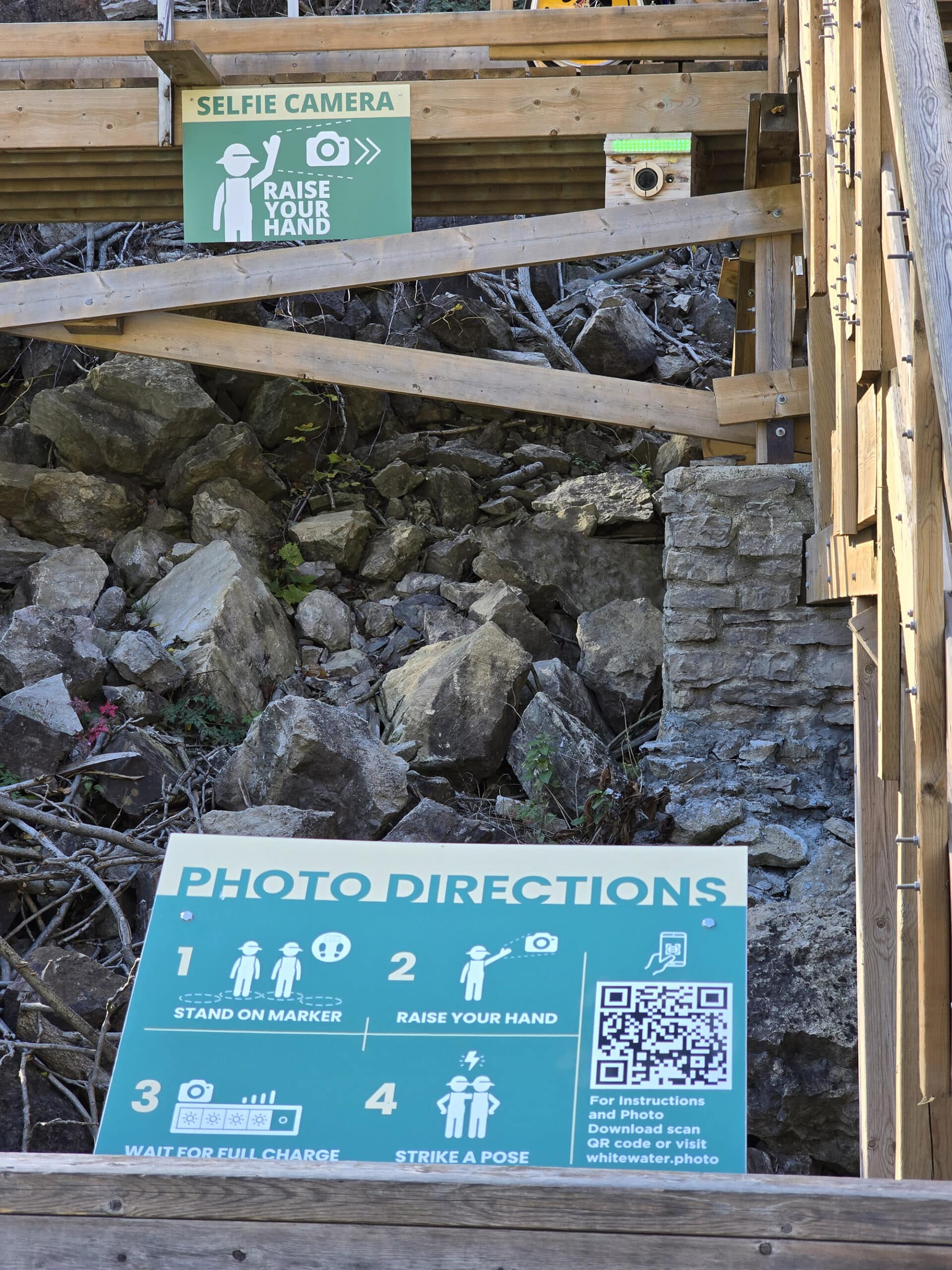 The selfie cam station at white water walk