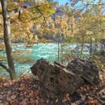 2 boulders in front of the niagara whirlpool and gorge.