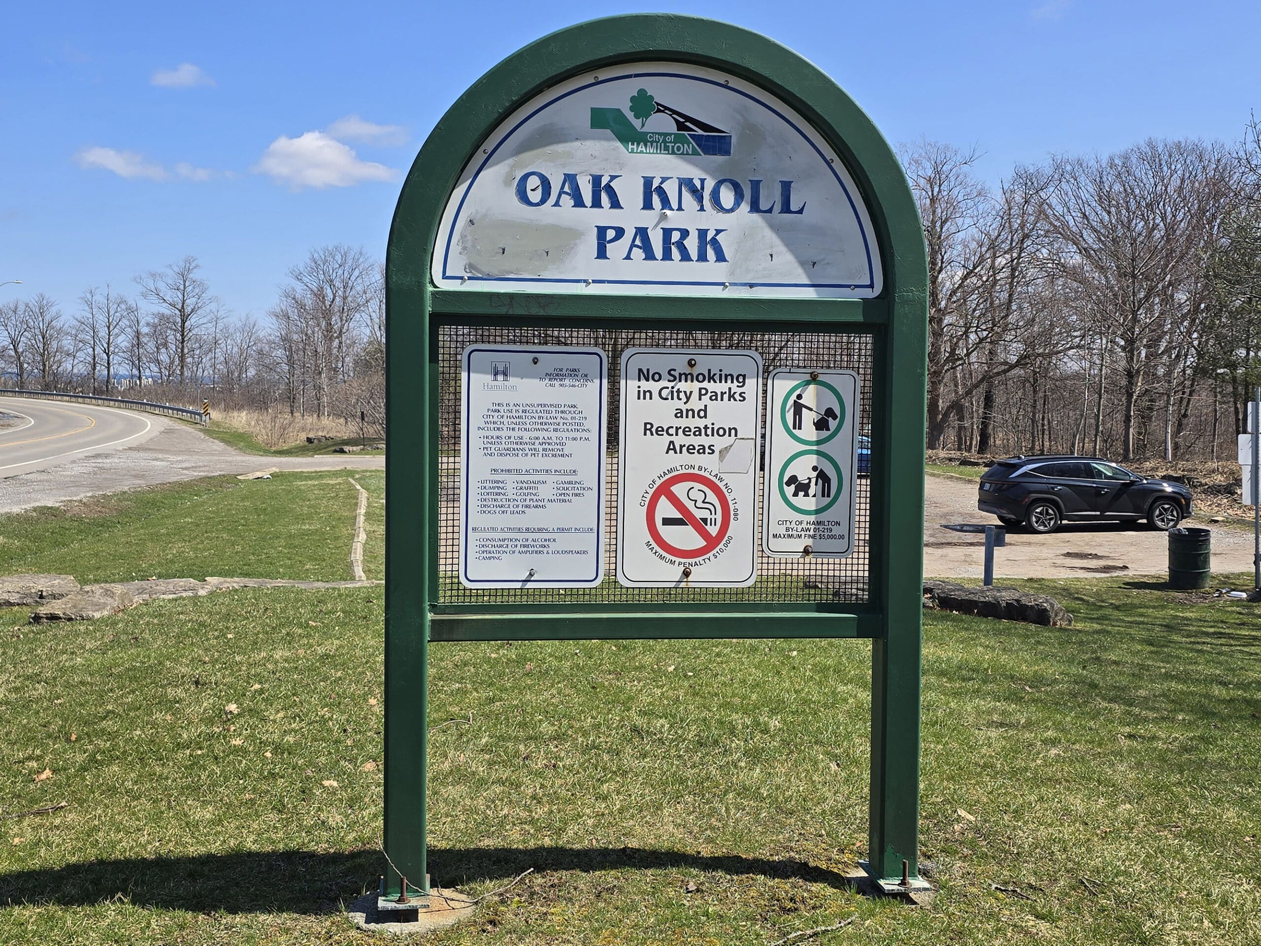 The Oak Knoll Park Sign.
