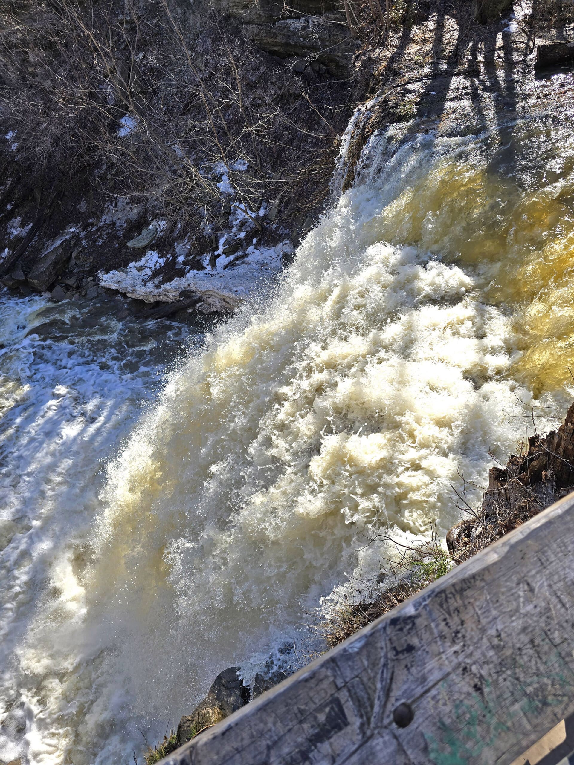 A view from the top of smokey hollow falls.