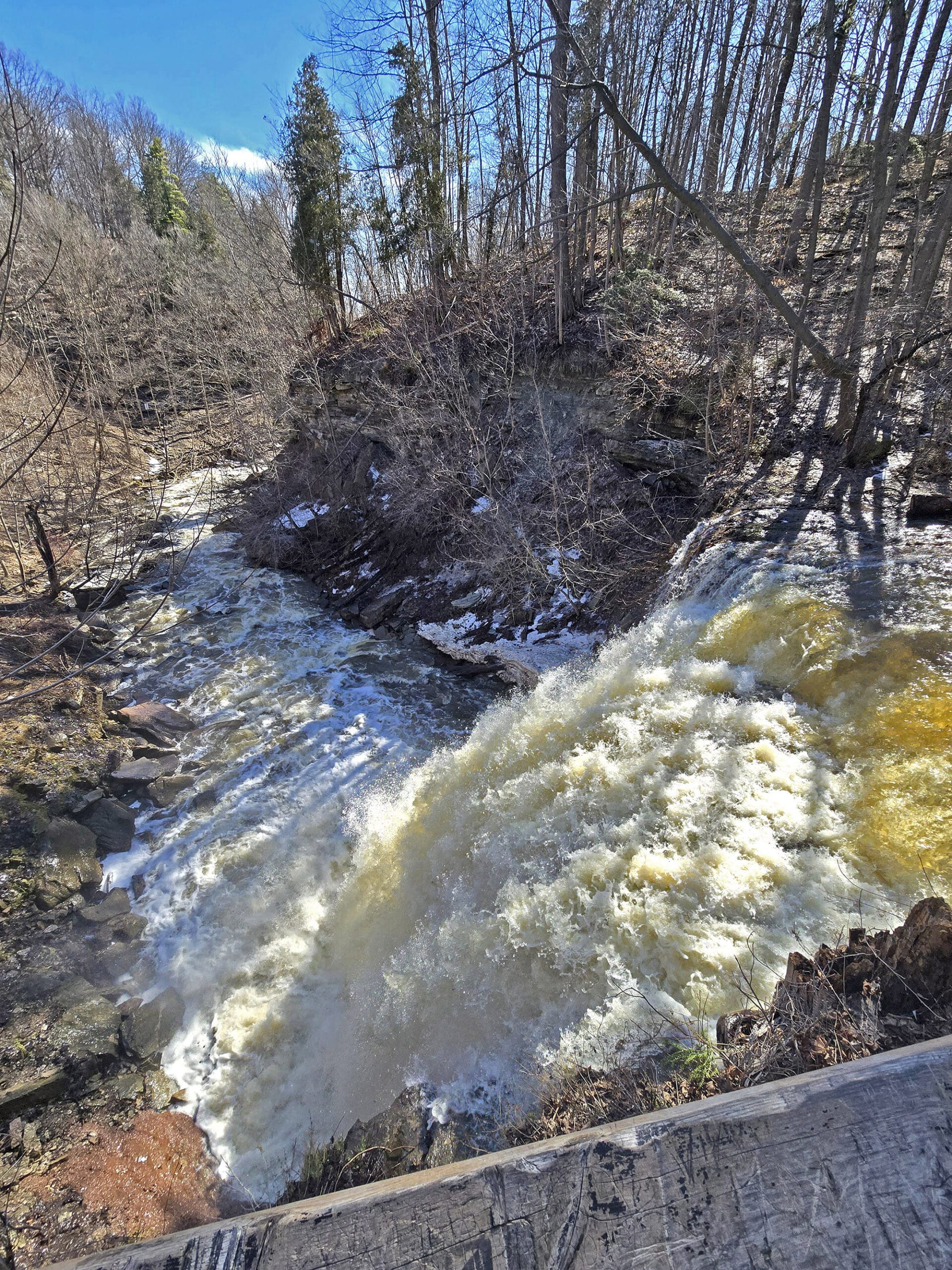A view from the top of smokey hollow falls.
