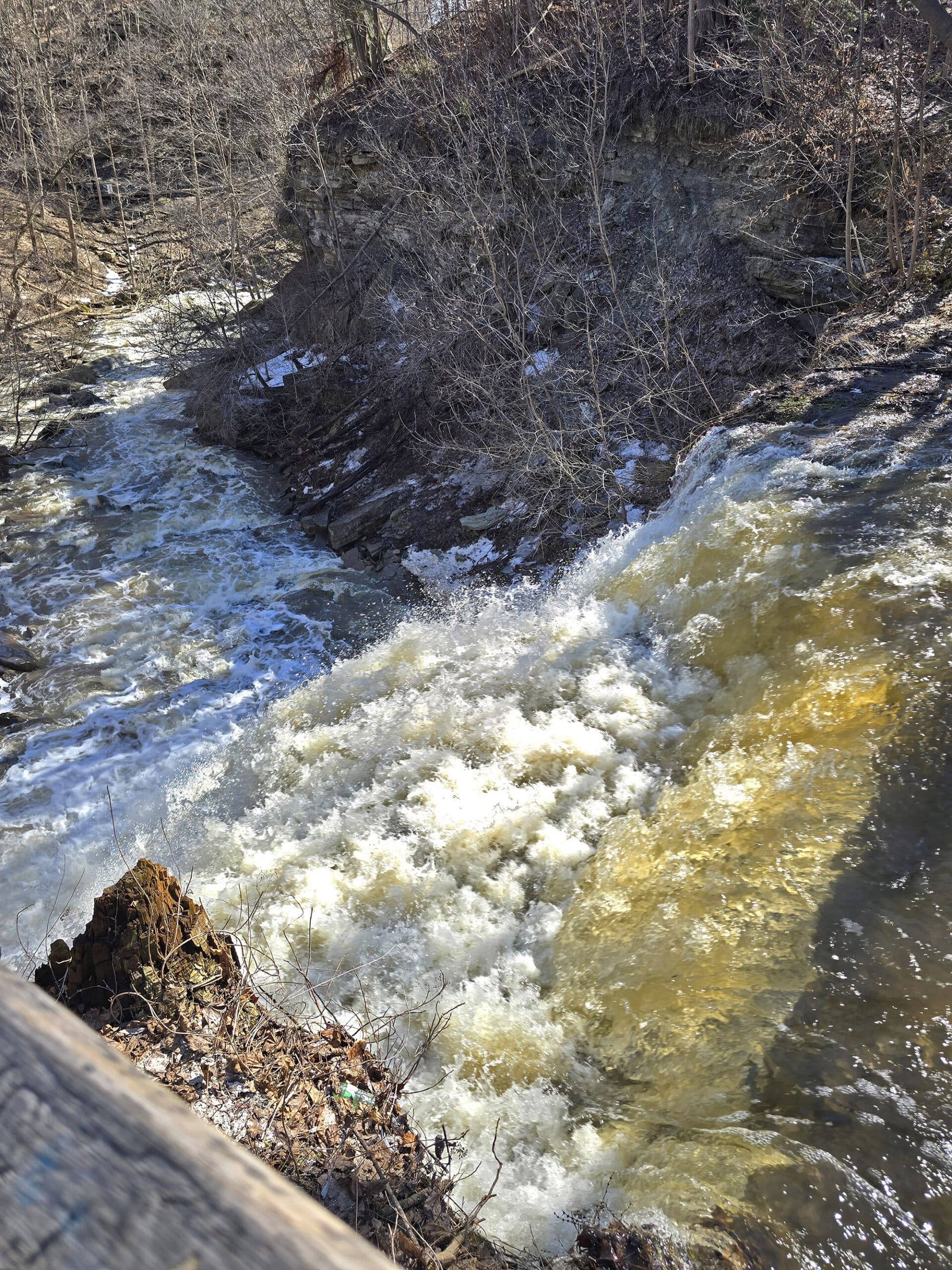 A view from the top of smokey hollow falls.