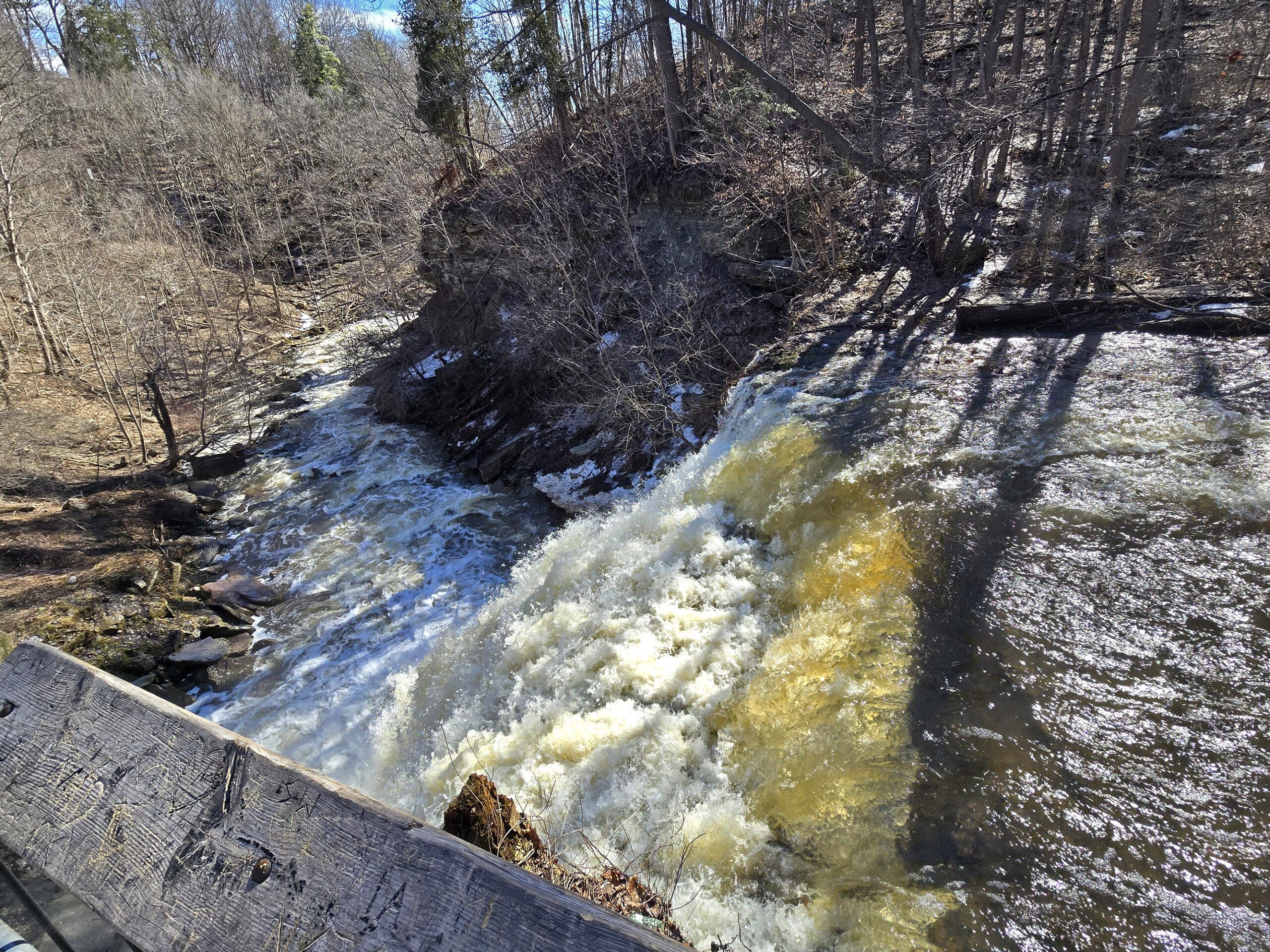 A view from the top of smokey hollow falls.
