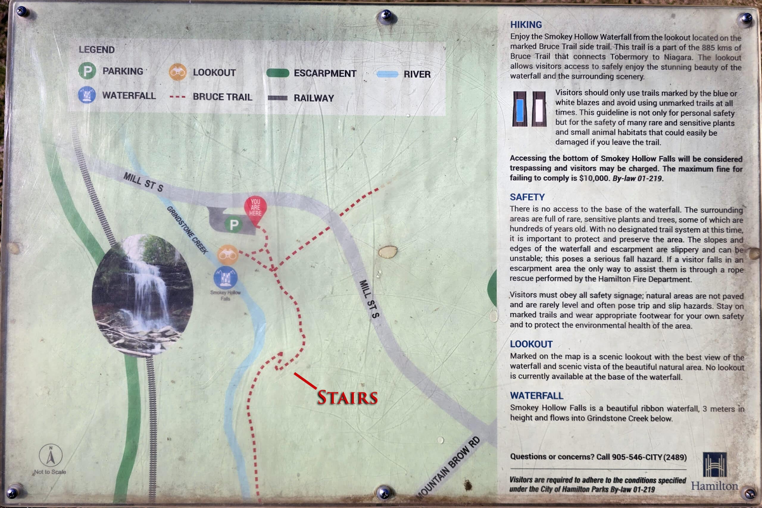 A map of the Smokey Hollow Falls area.