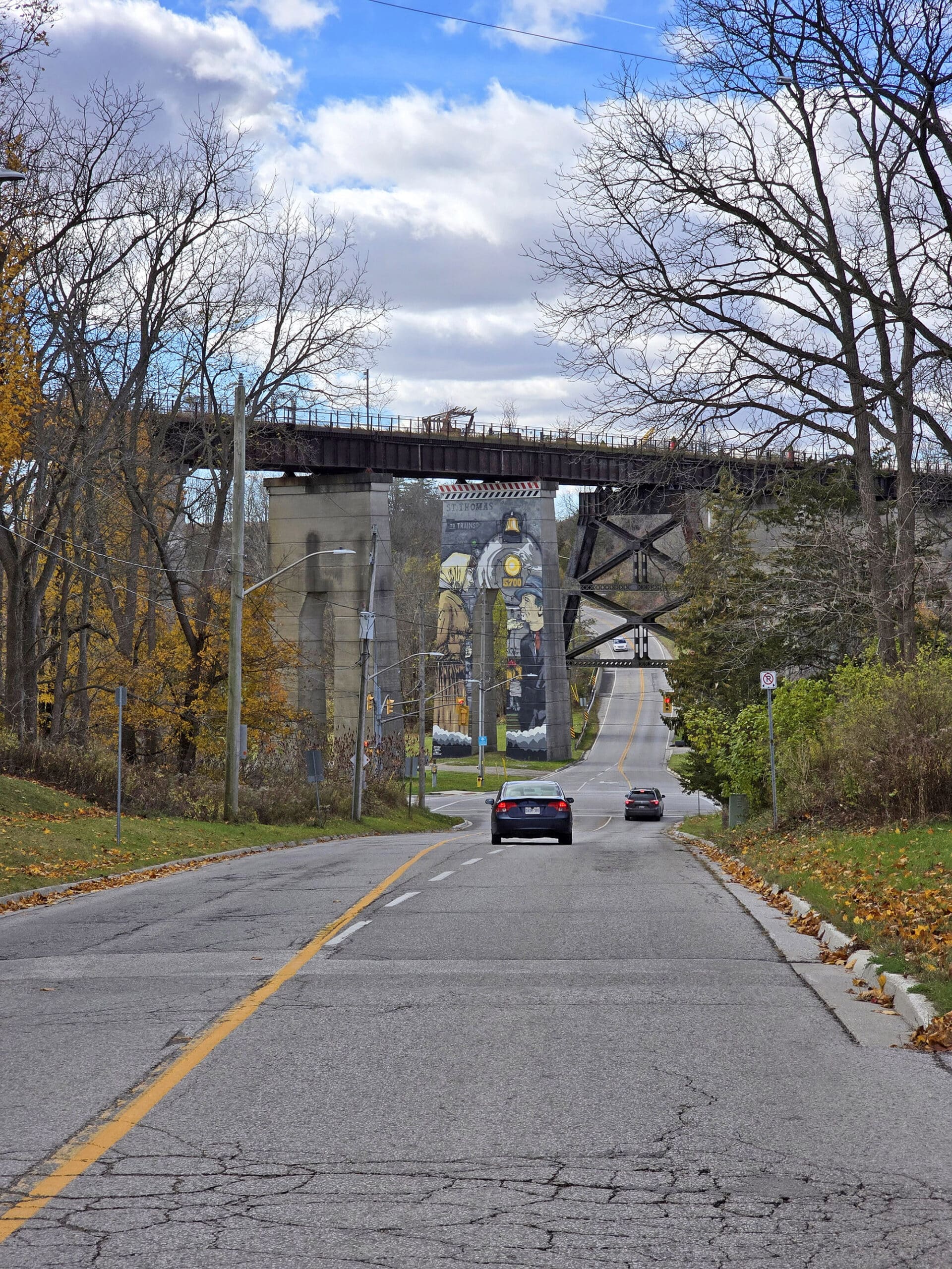 A view of the St Thomas elevated park from the road going under it.