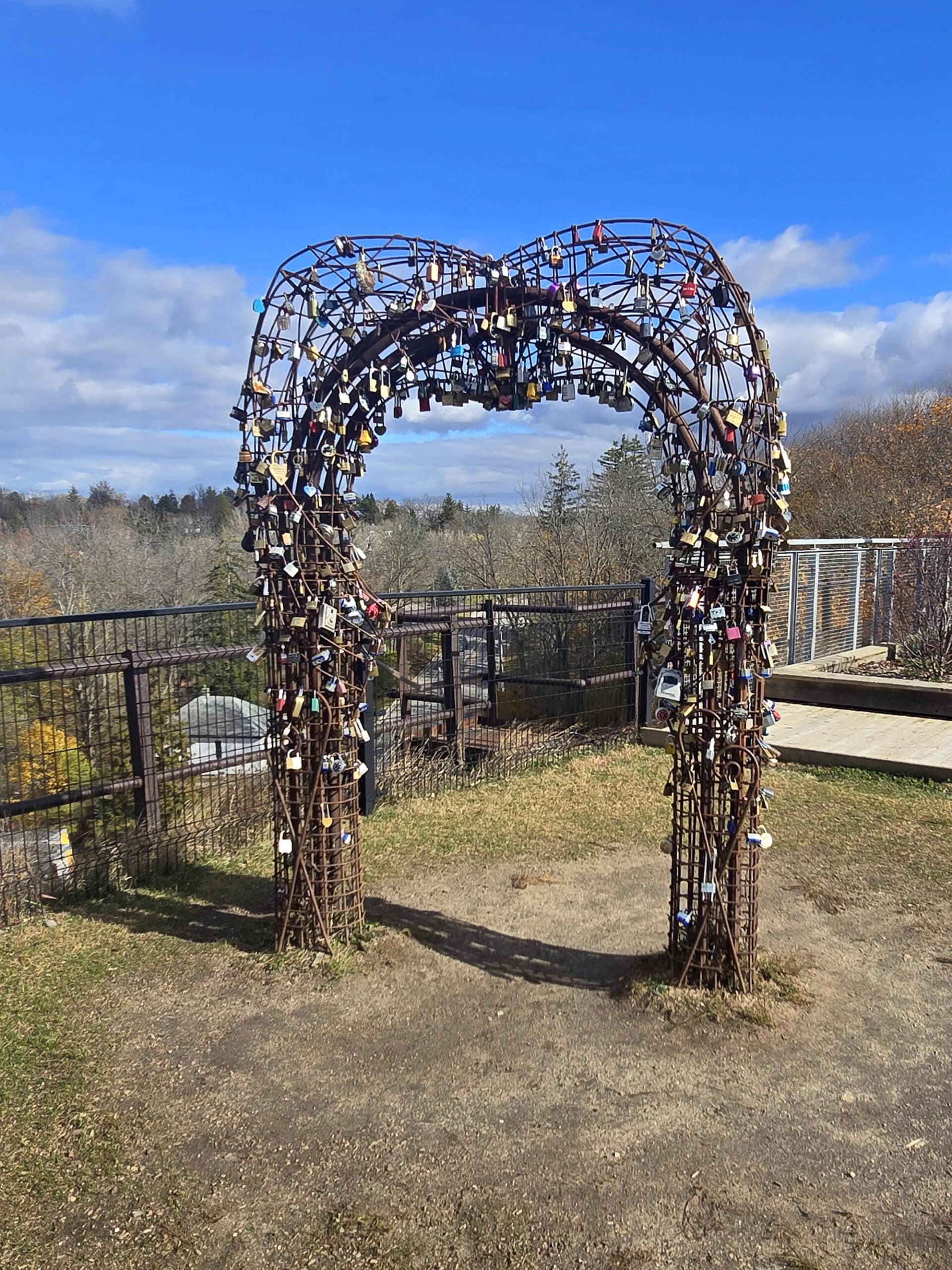 A metal art installation at st thomas elevated park.