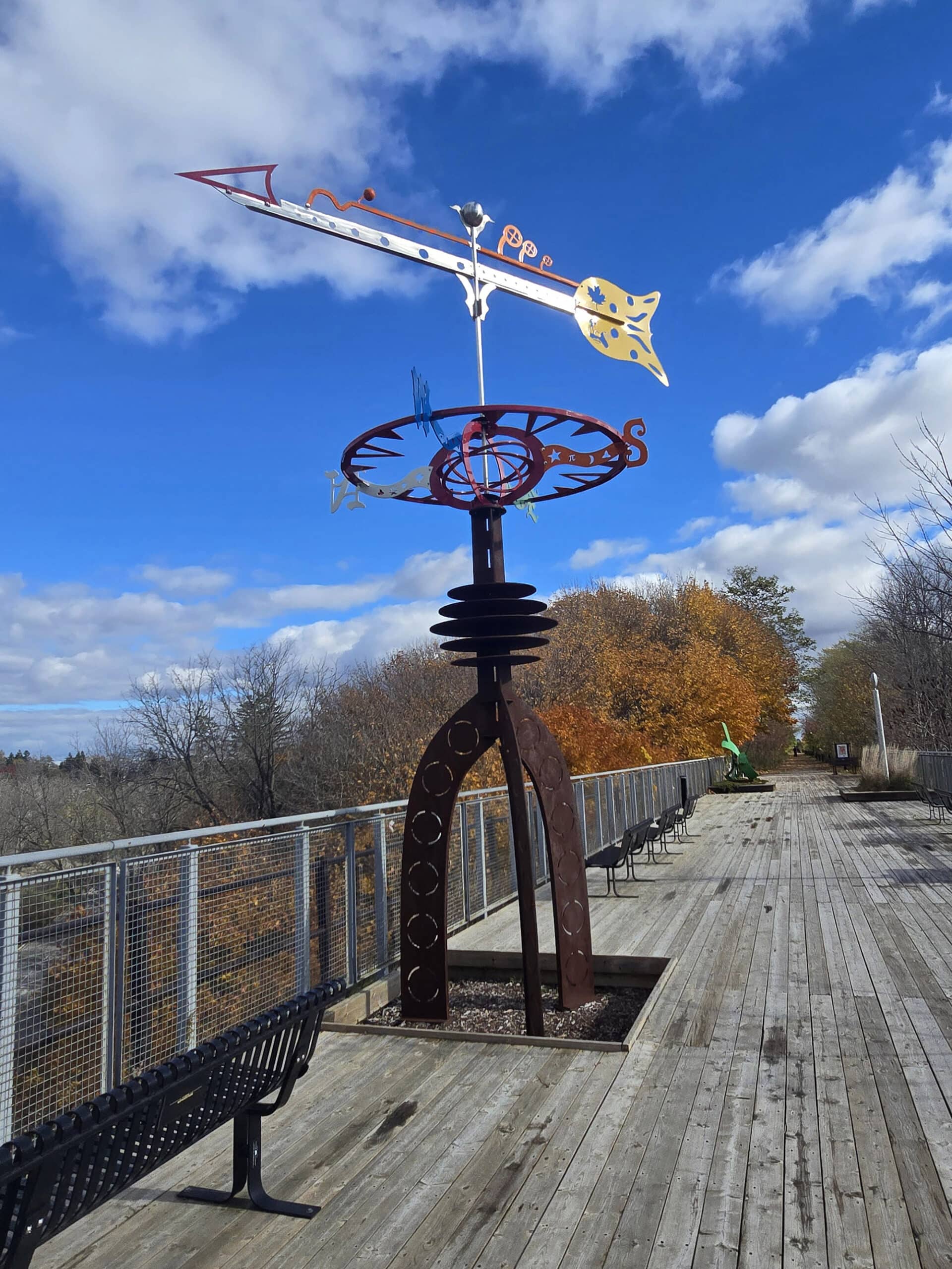 A metal art installation at st thomas elevated park.