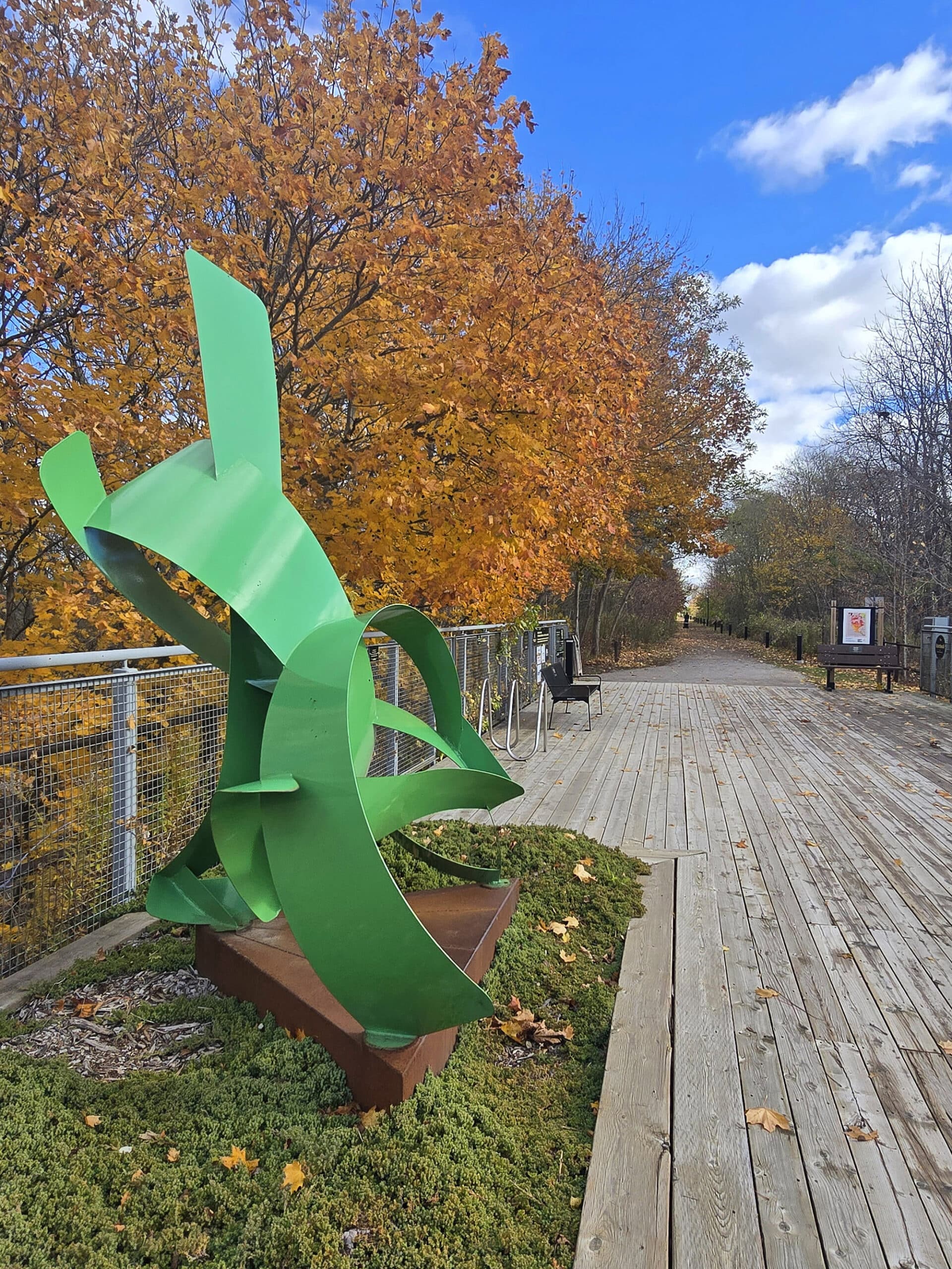 A metal art installation at st thomas elevated park.